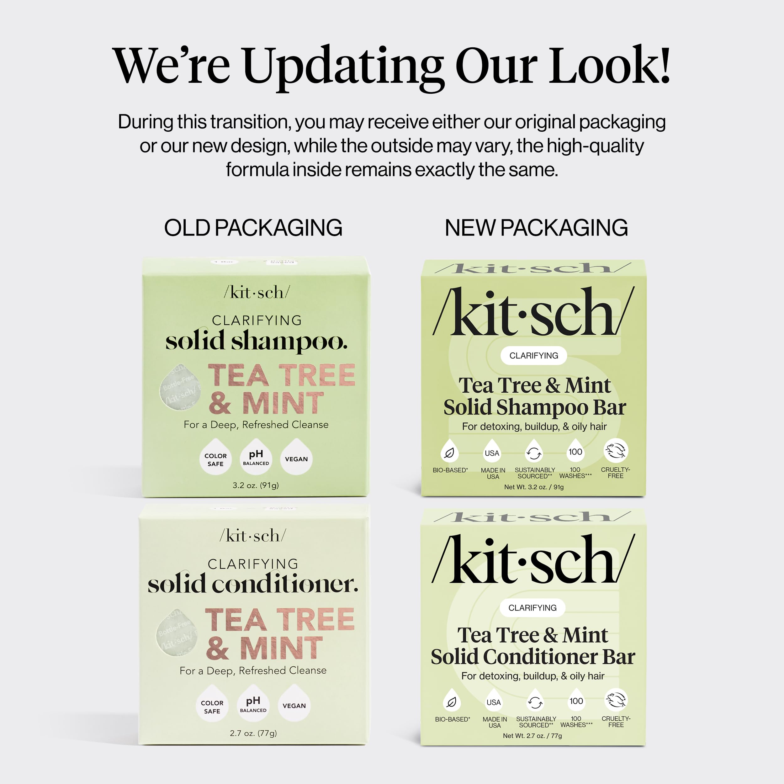Kitsch Tea Tree Conditioner Bar close-up highlights lightweight moisture and easy detangling