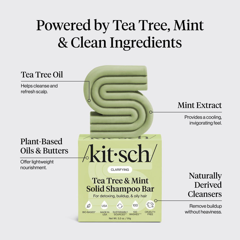 Kitsch Tea Tree & Mint Shampoo Bar lather demonstrates clean scalp feel and oil control potential.