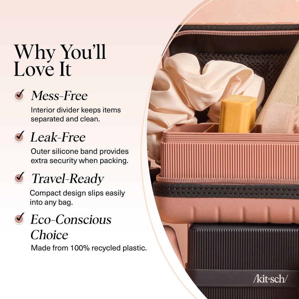 Kitsch terracotta Travel Soap Case highlights eco-friendly recycled-plastic build for daily use.