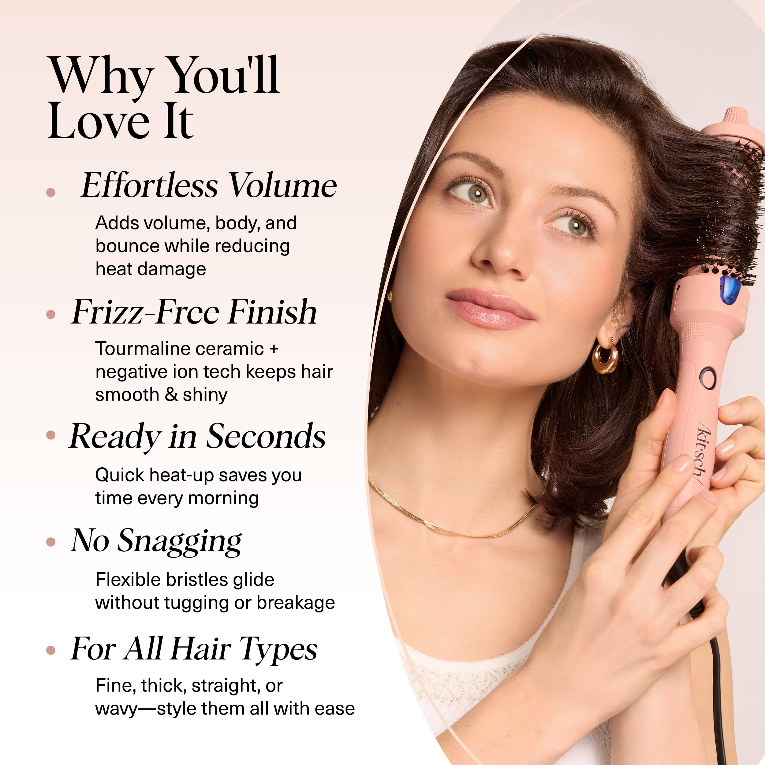 Kitsch Thermal Brush in hand ready for salon-like styling at home.