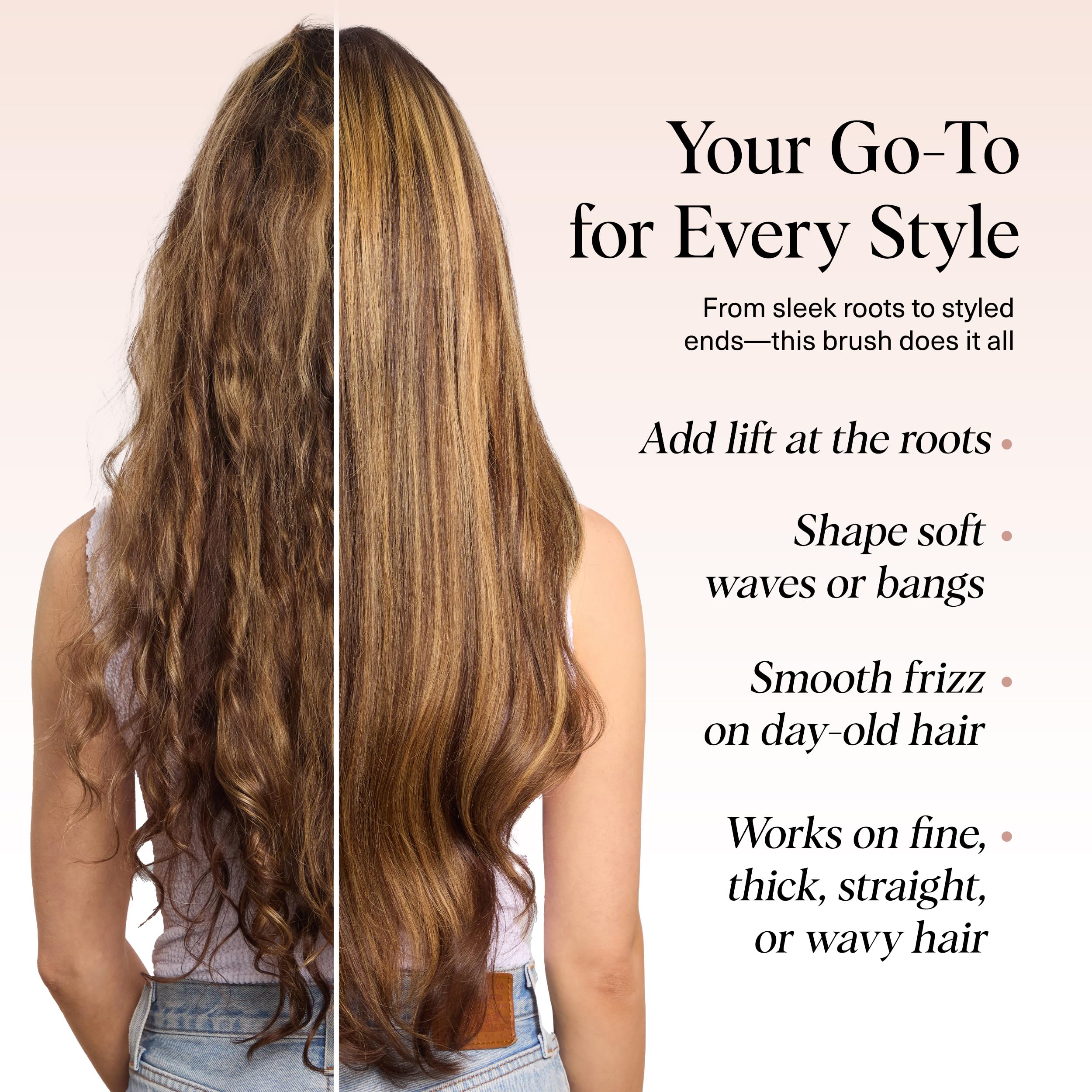 Kitsch Thermal Brush root-lift shot demonstrates natural volume.