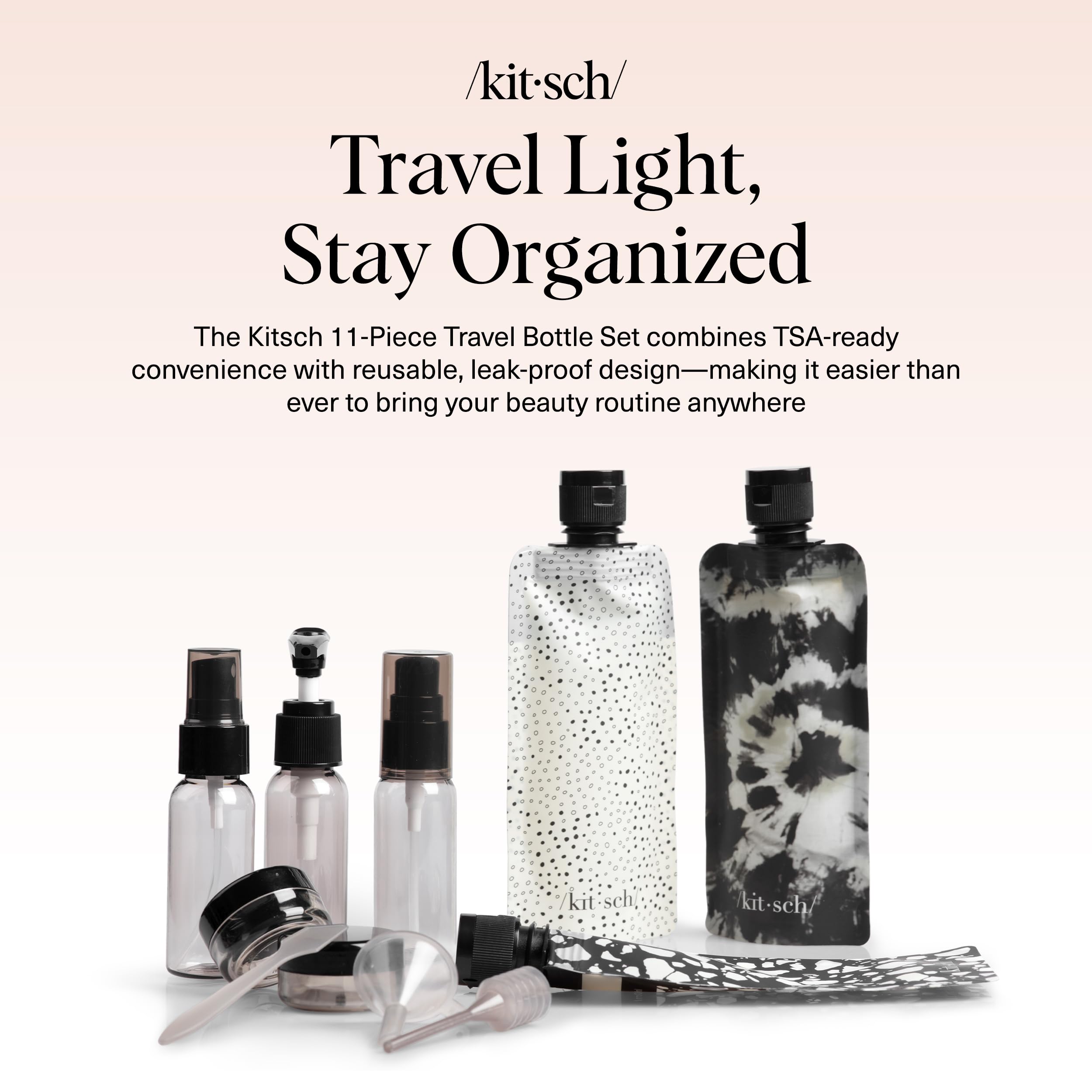 Kitsch 30ml pump bottle ideal for shampoo and conditioner on trips