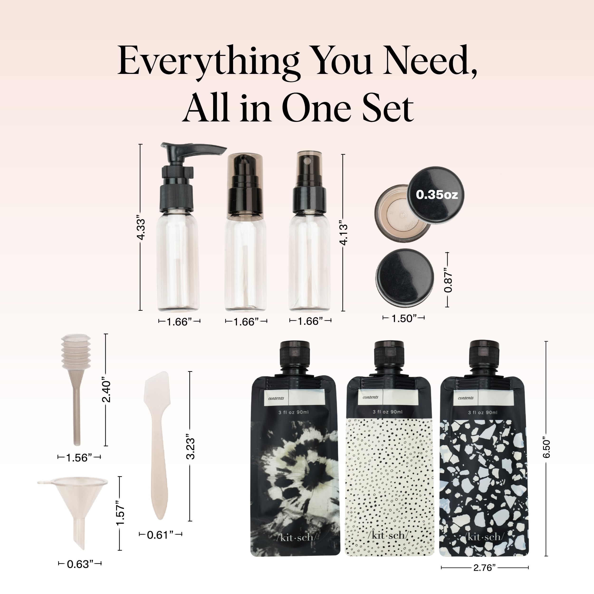 Kitsch 90ml flat bottles keep liquids secure during flights