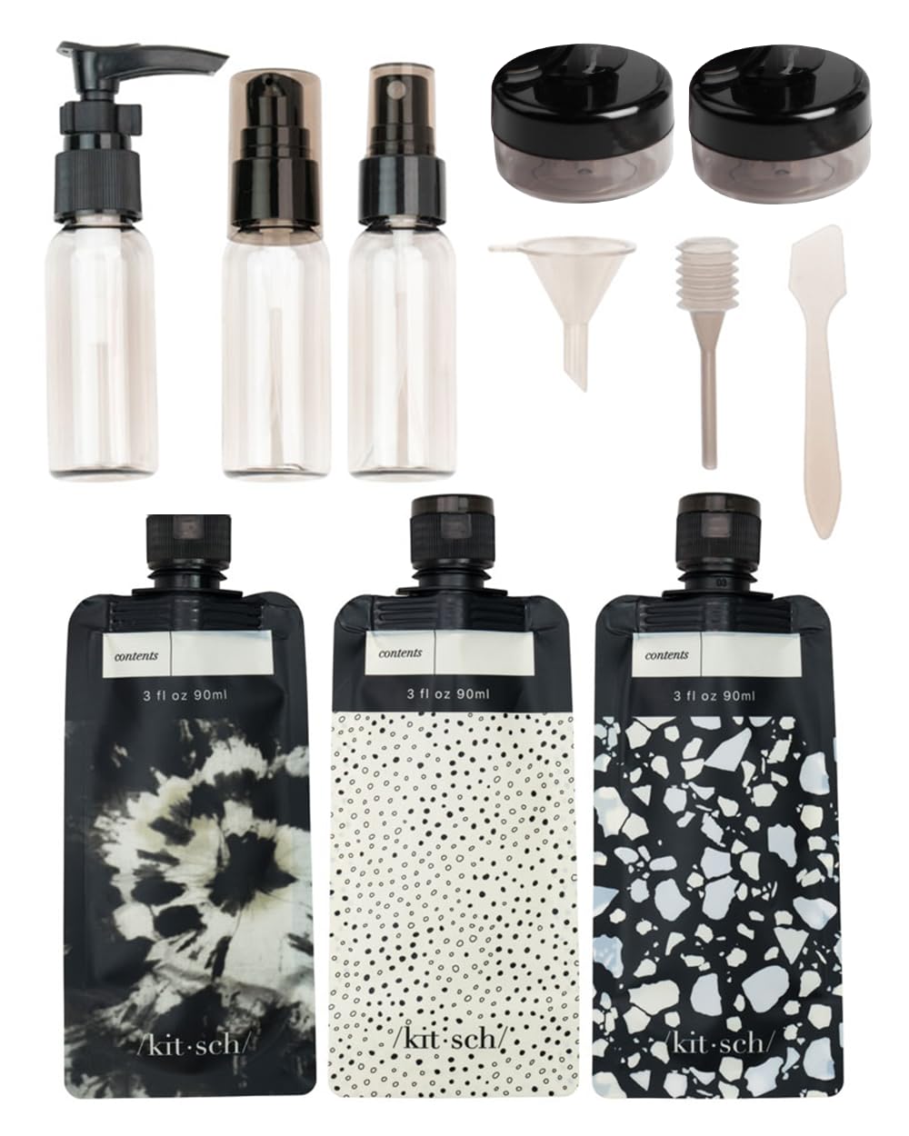 Kitsch accessories funnel, spatula, and pipette for easy refilling