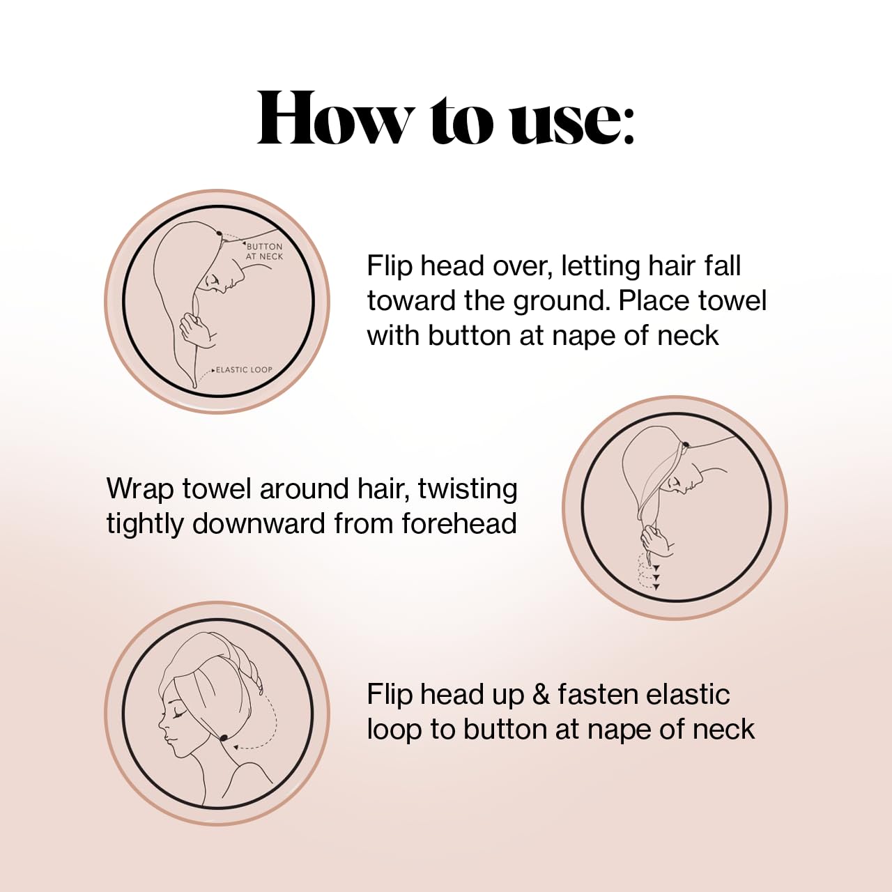 Kitsch travel-friendly lightweight wrap shown drying hair on-the-go.