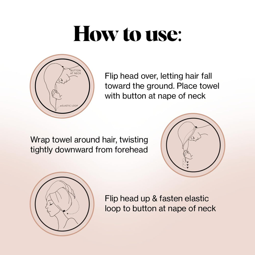 Kitsch travel-friendly lightweight wrap shown drying hair on-the-go.