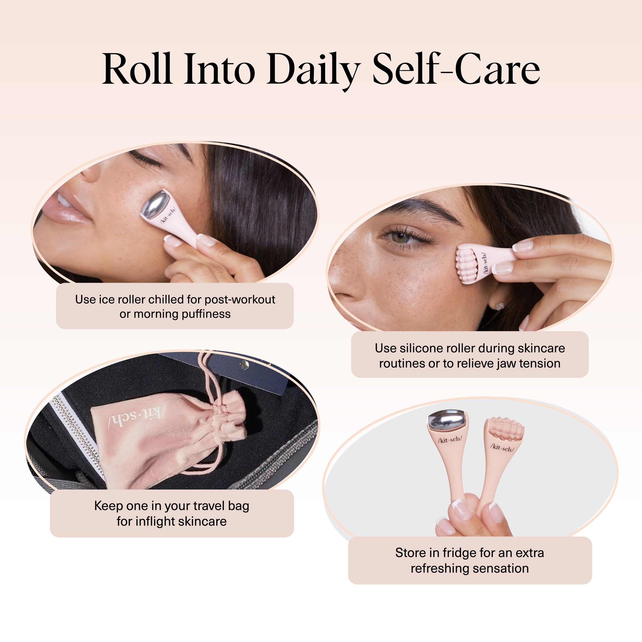 Kitsch travel-compact mini roller fits in purses for on-the-go routines