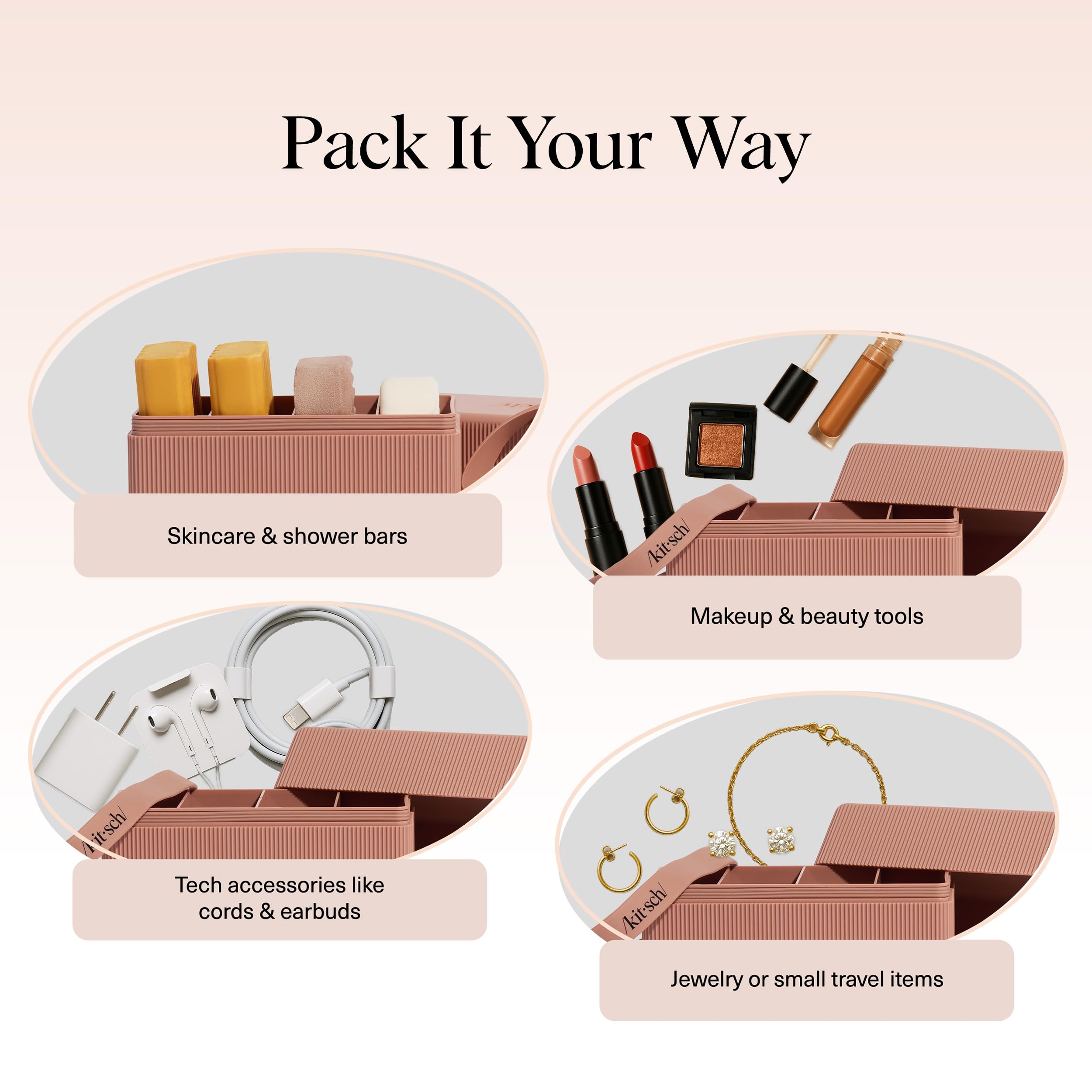 Kitsch travel soap case doubles as a stylish bathroom organizer at home.