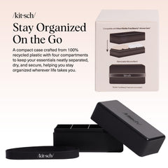 Kitsch travel soap case with leak-proof band demonstrates secure transport in carry-on.