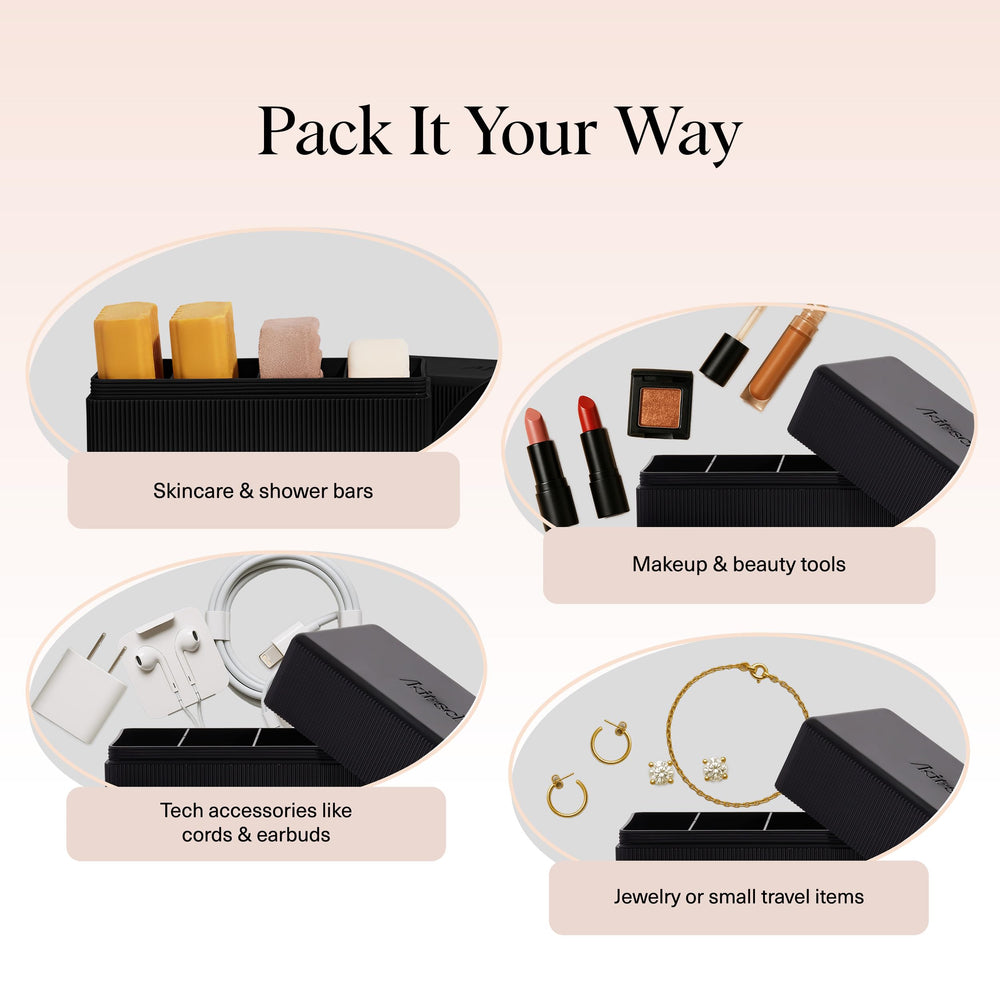 Kitsch travel soap case open compartments reveal multiple bars for variety.