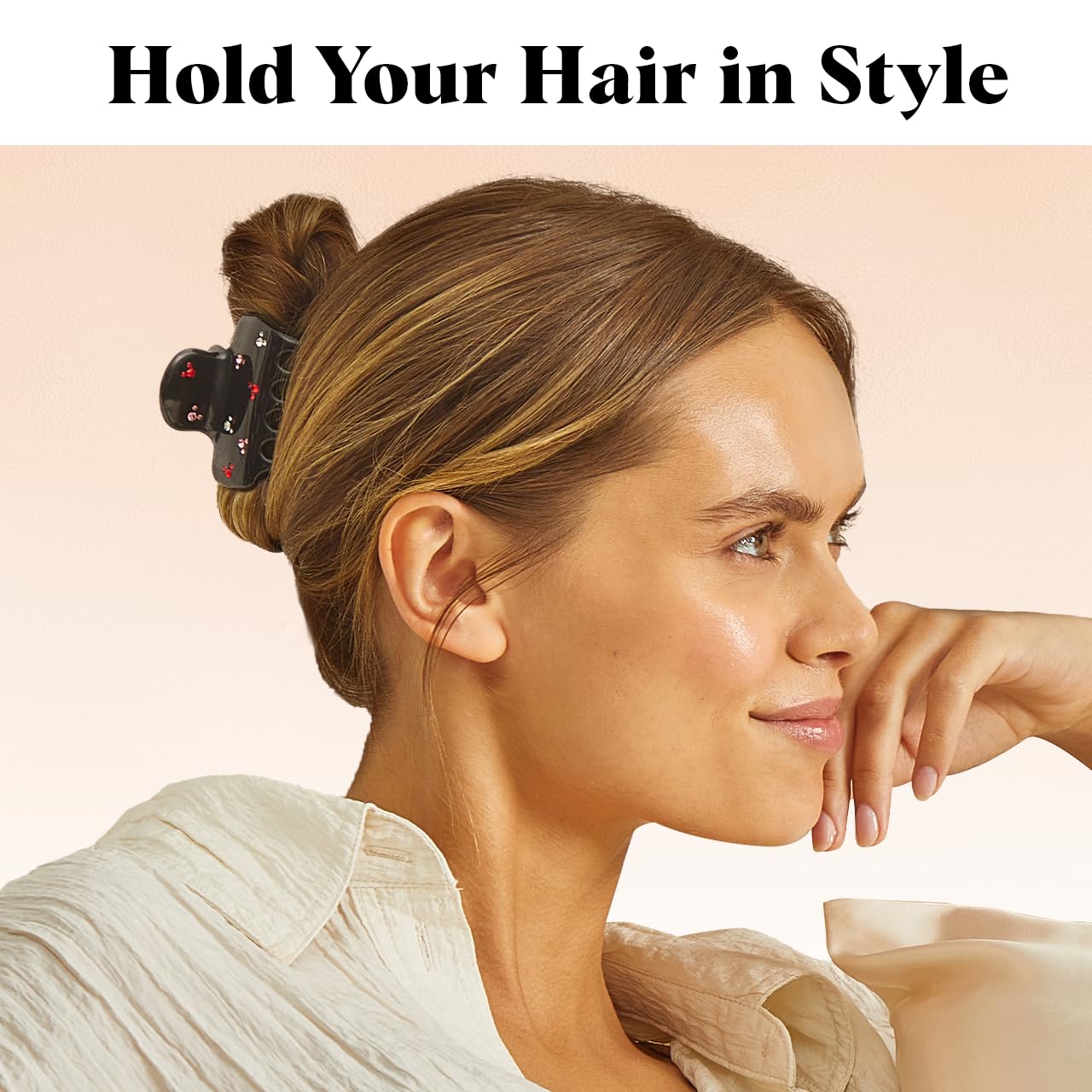 Kitsch updo styling hair claw adds fashion-forward flair to any look.