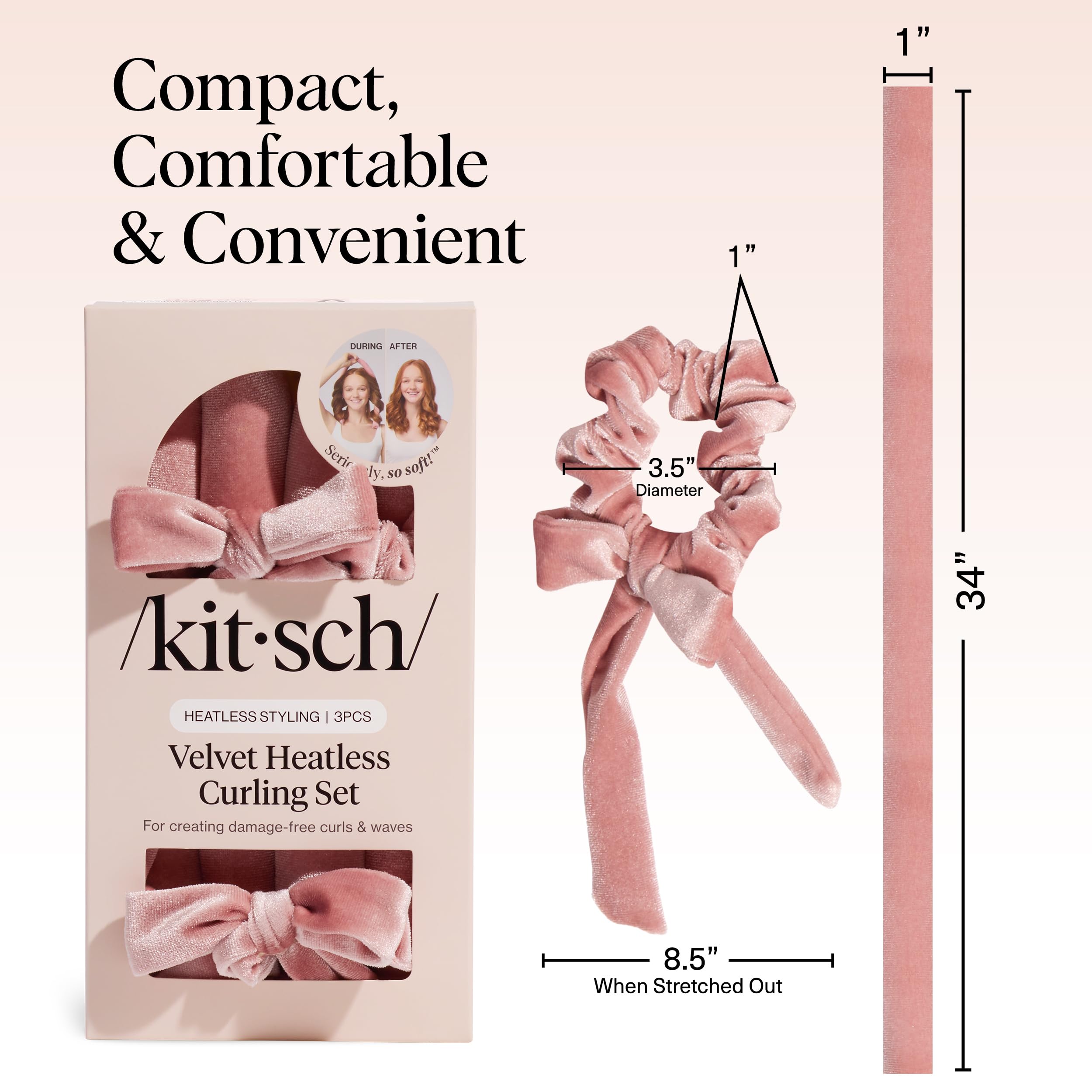 Kitsch velvet rod closeup highlighting crease-free grip.