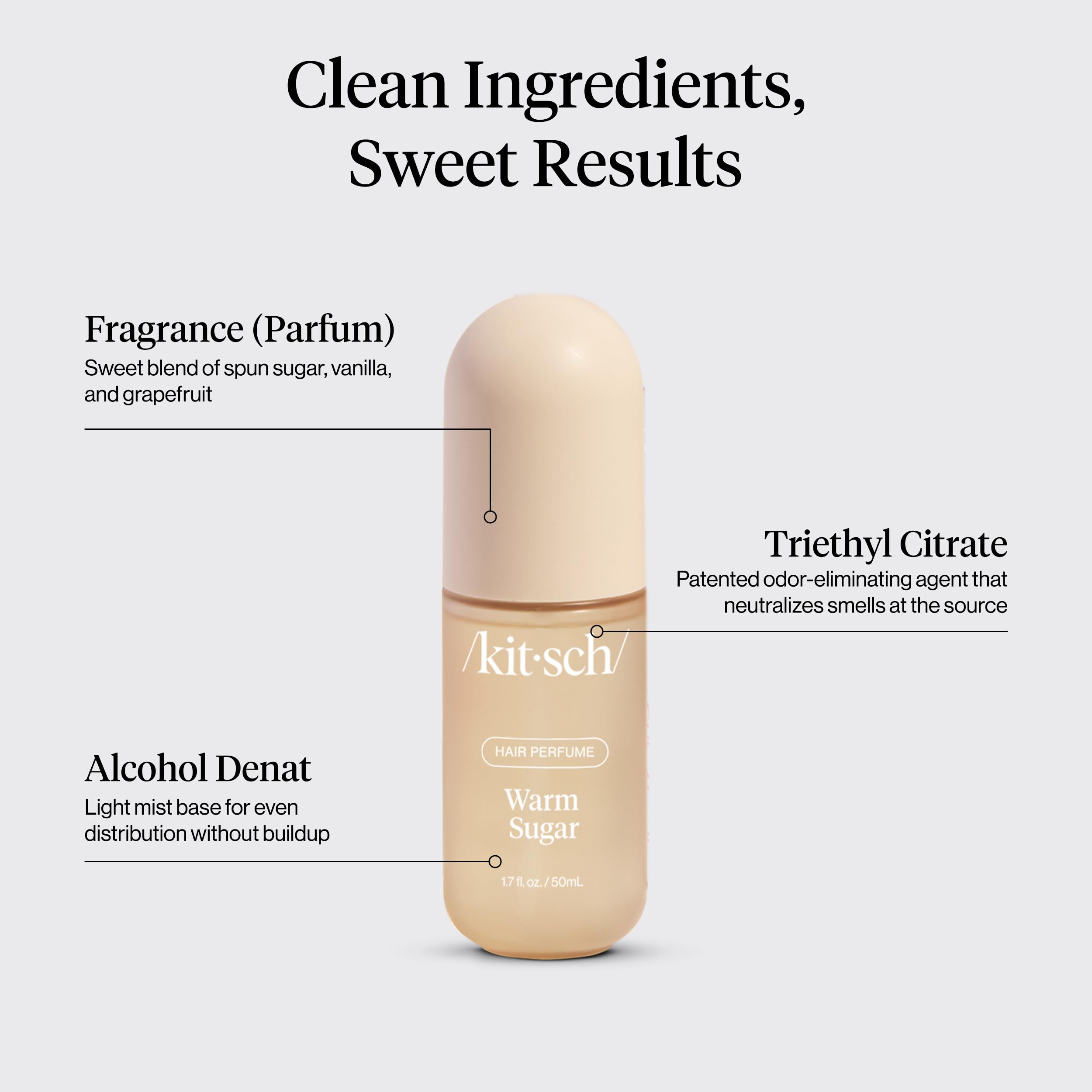 Kitsch Warm Sugar Hair Perfume bottle delivering a fresh scent all day