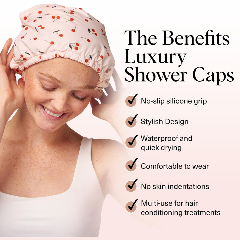 Kitsch waterproof shower cap pattern outside demonstrates durable, reusable design