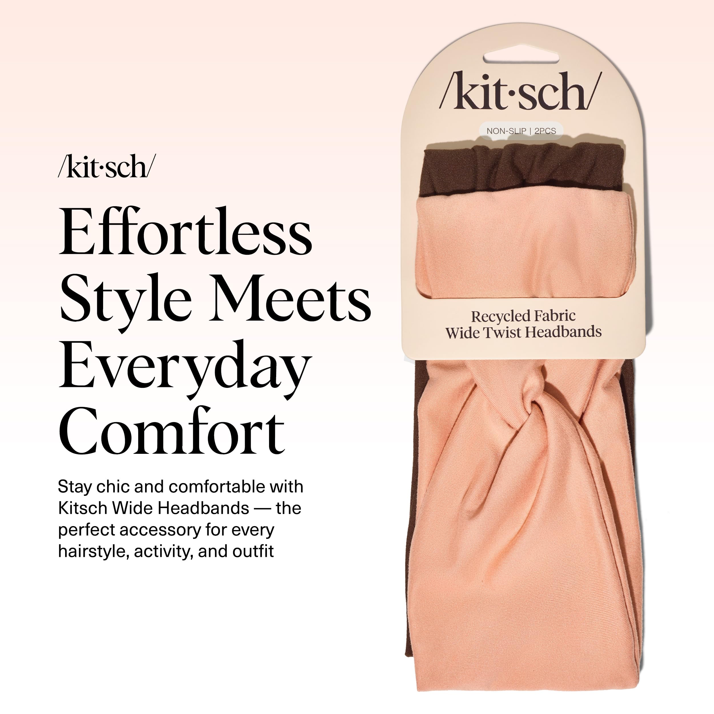Kitsch wide headband in rosewood shows non-slip grip during workouts.