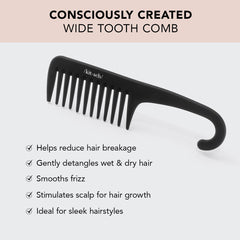 Kitsch wide-tooth detangler shower-use evenly distributes conditioner for smoother wet-hair care.