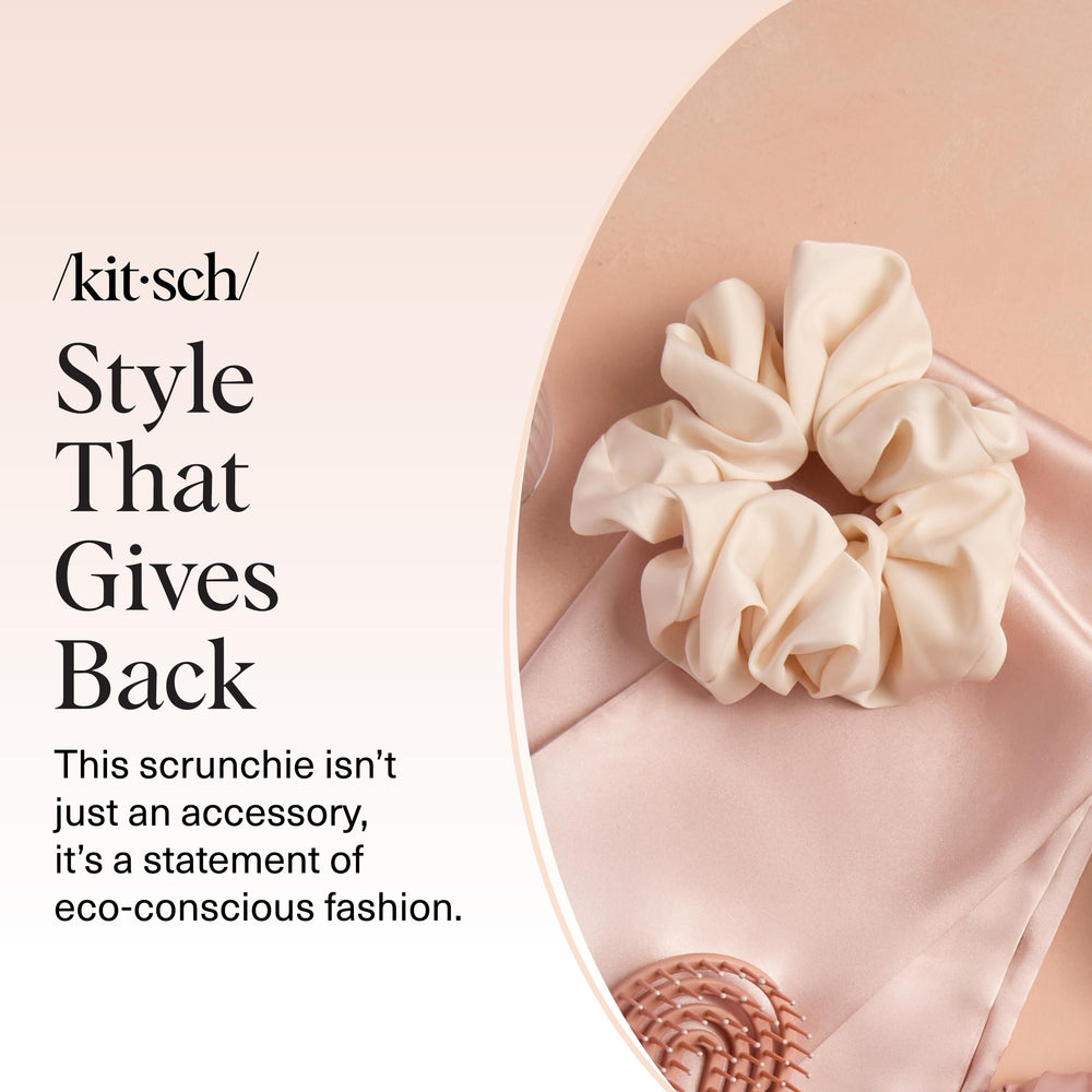 Kitsch wrist-worn scrunchie accessorizes outfits with practical, fashion-forward flair.