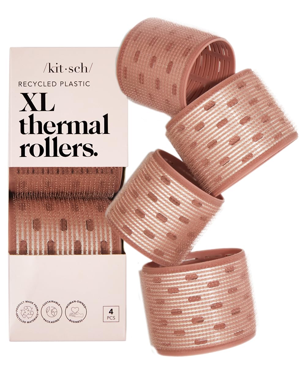 Kitsch XL Ceramic Thermal Rollers closeup showing ceramic core for even heat distribution during styling.