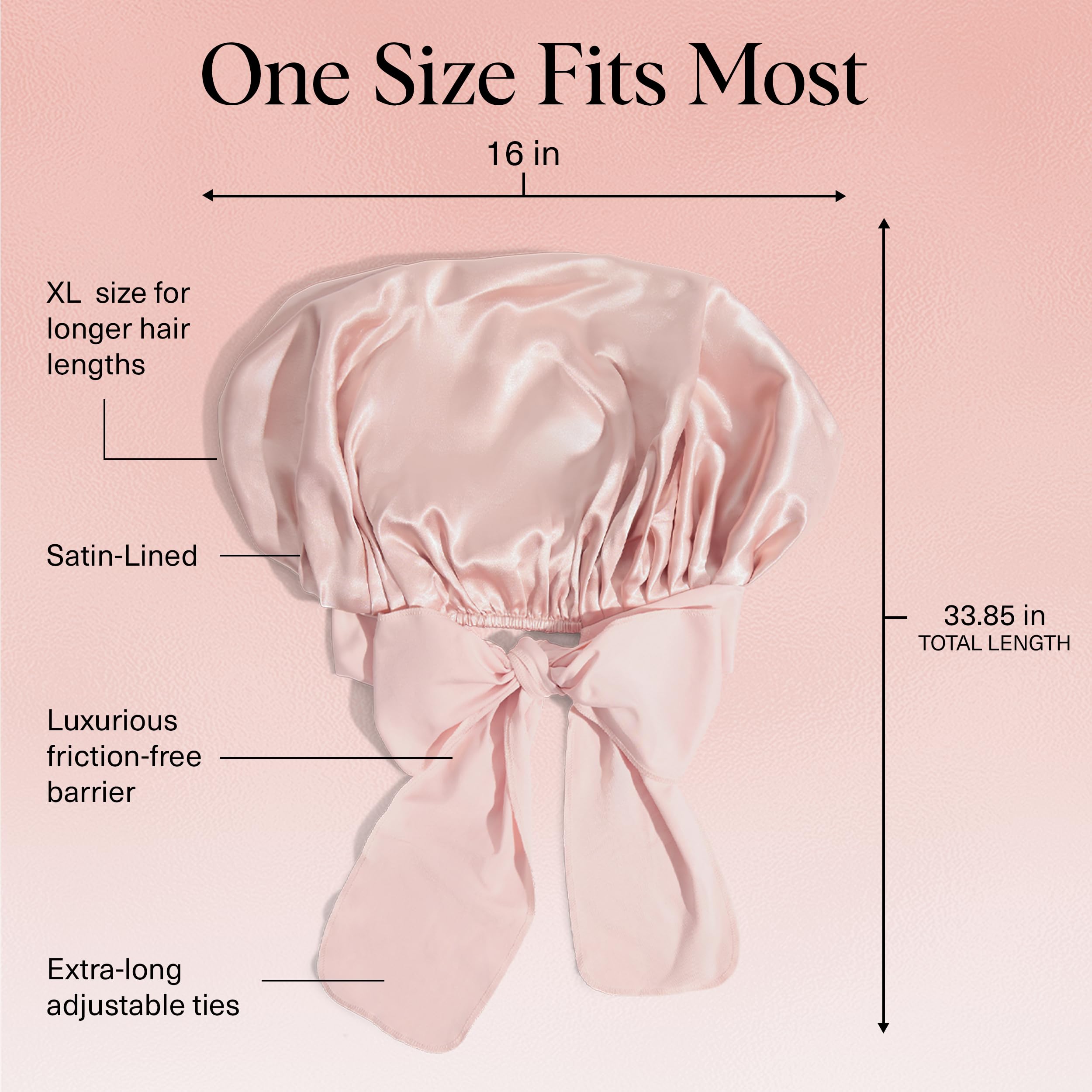 Kitsch XL satin bonnet adjustable ties showing secure fit for all hairstyles.