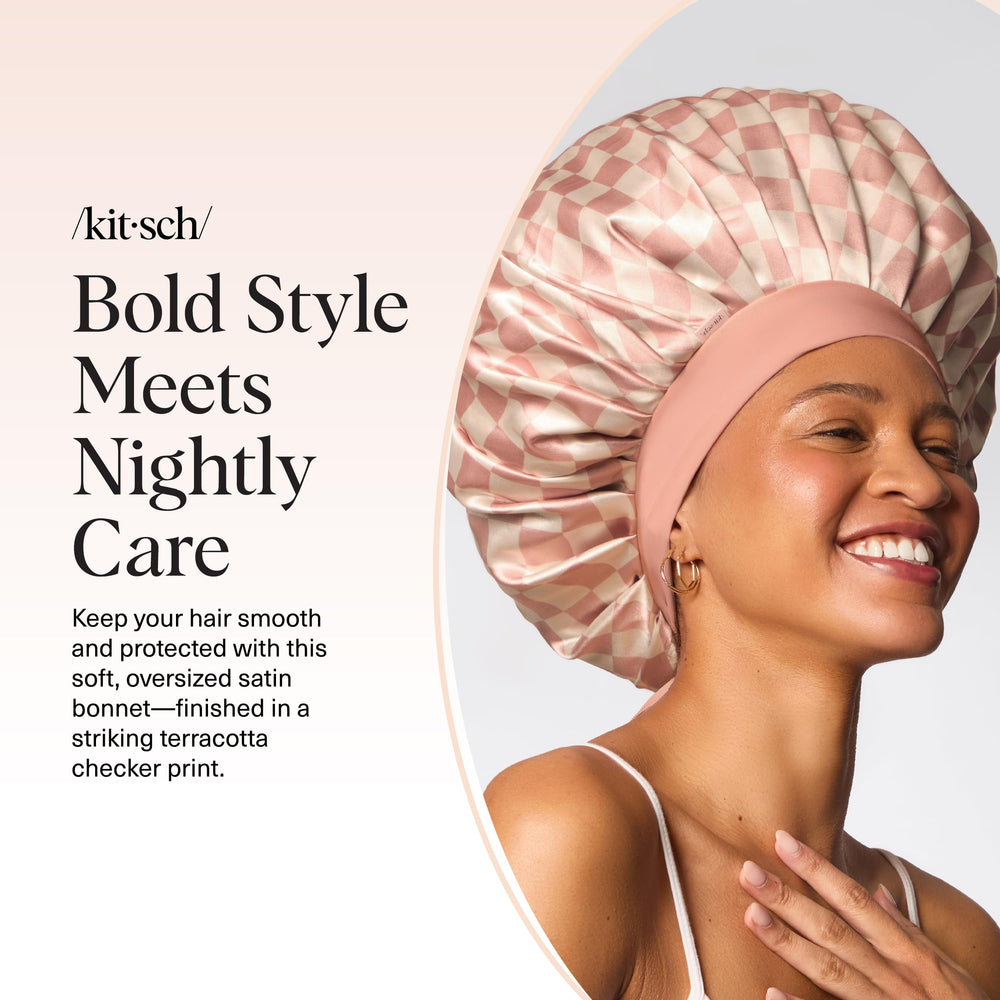 Kitsch XL Satin Bonnet packaging and care instructions displayed.