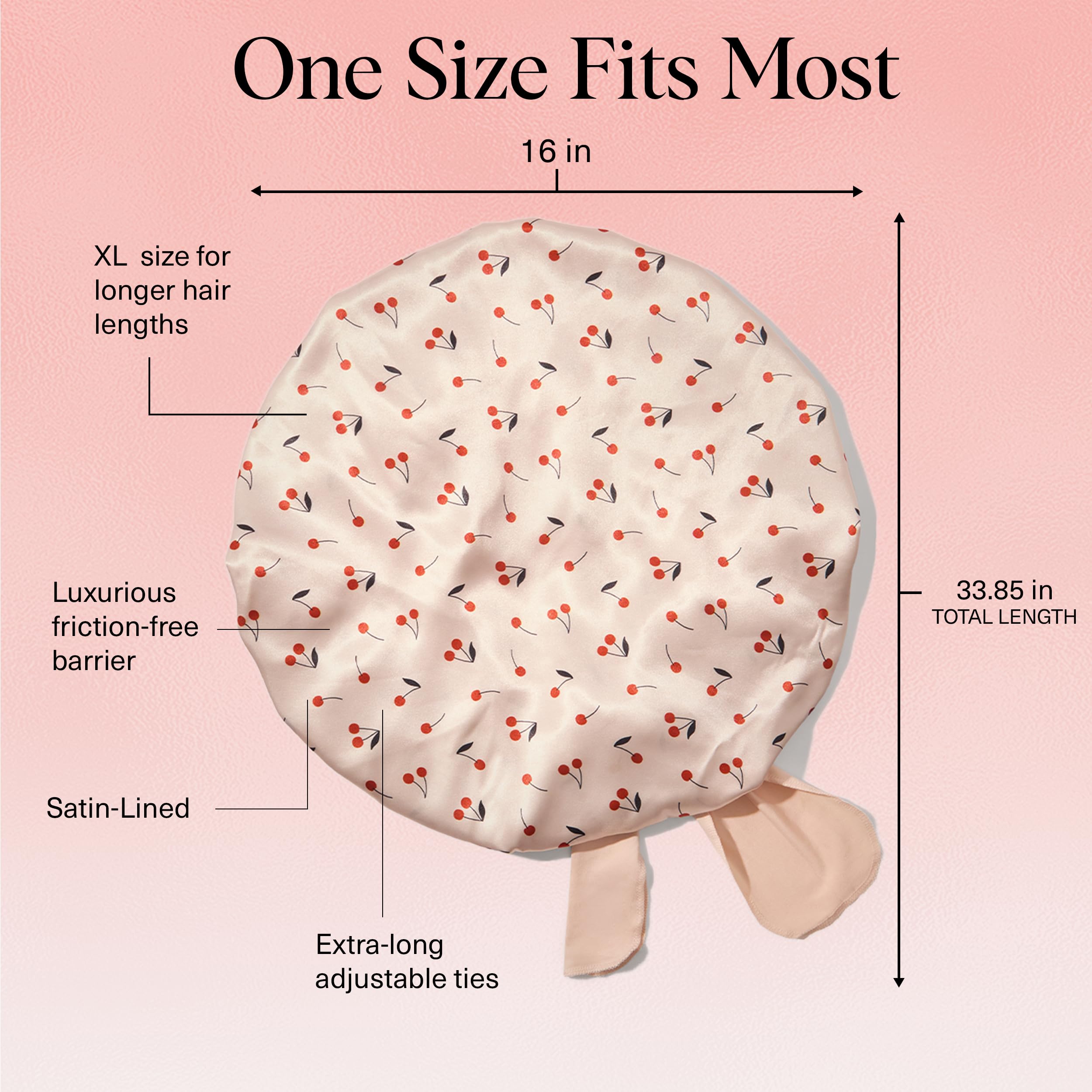 Kitsch XL Cherry print satin bonnet detail highlighting design