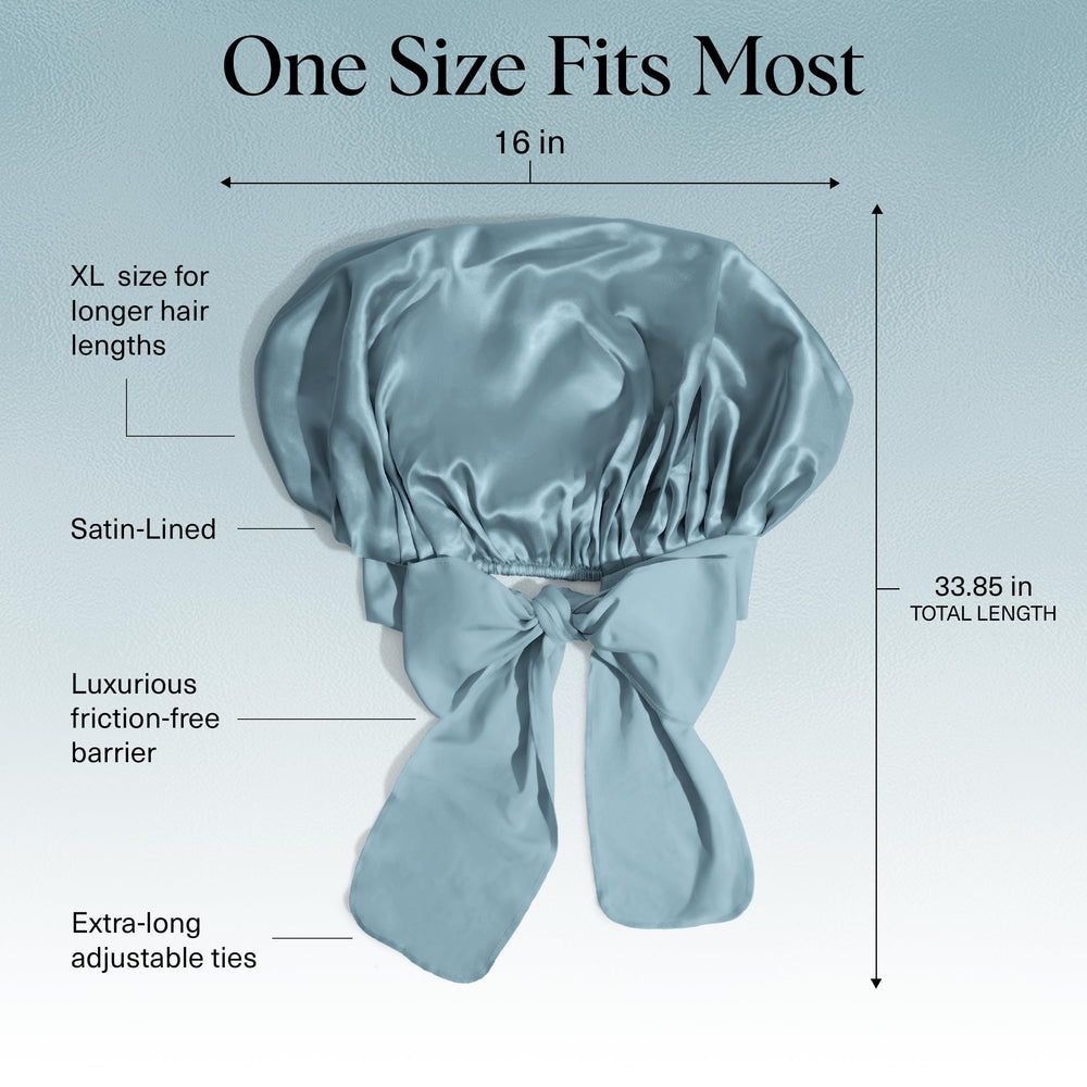 Kitsch XL satin bonnet frizz-prevention highlights friction reduction for smooth morning waves.