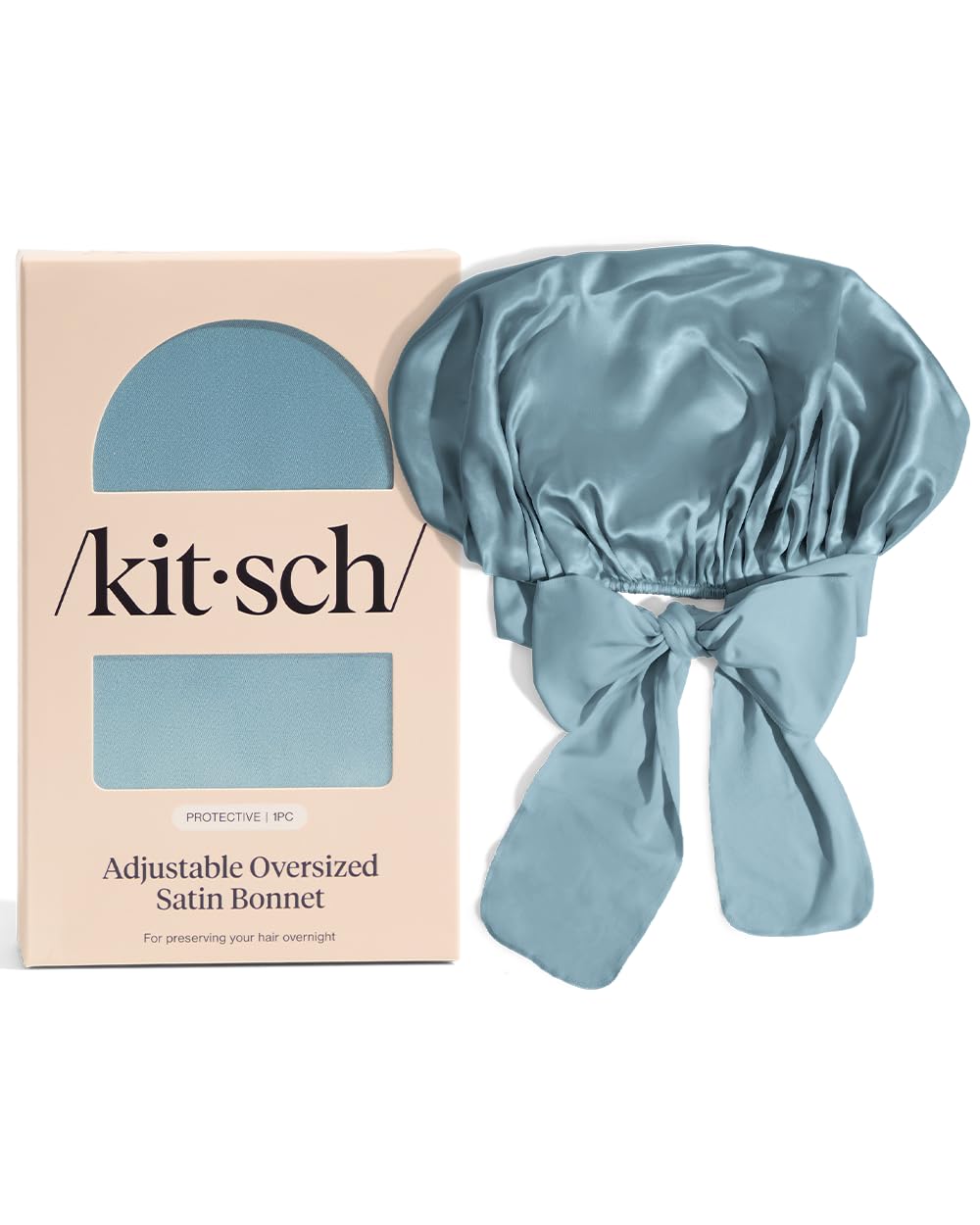 Kitsch XL satin bonnet one-size-fits-all design adapts to diverse head shapes.
