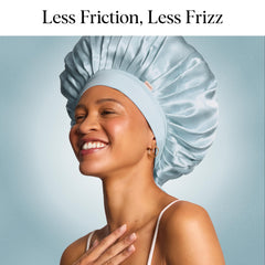 Kitsch XL satin bonnet preserve-curls-night-use demonstrates overnight curl retention with minimal tangling.