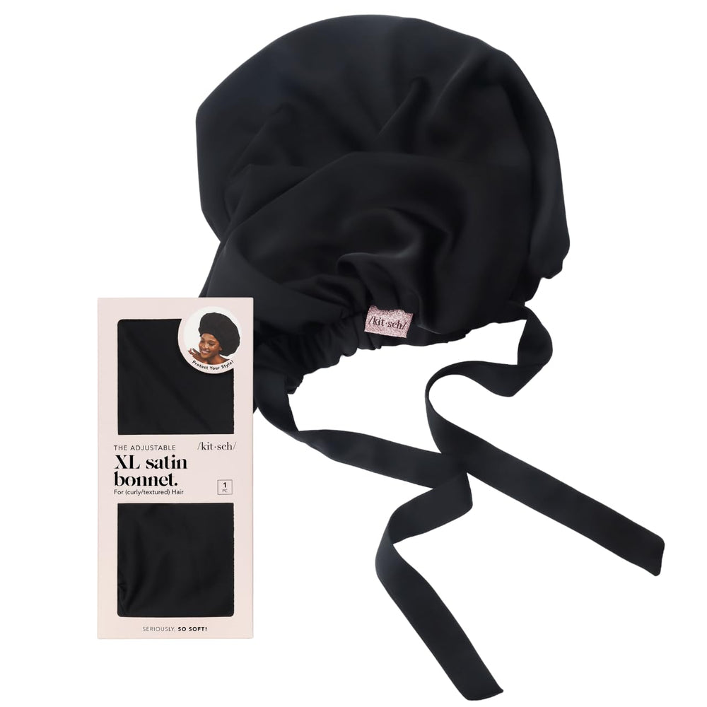 Kitsch XL satin bonnet uses tie-band closure for easy adjustment and stay-put design.