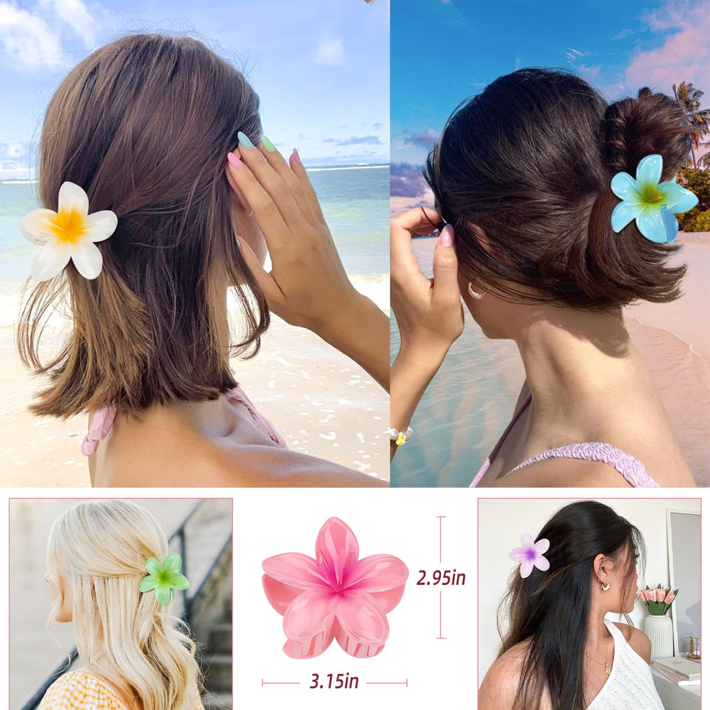 Kivzex Hawaiian Flower Hair Claw in pink adds cute, secure hold for date nights