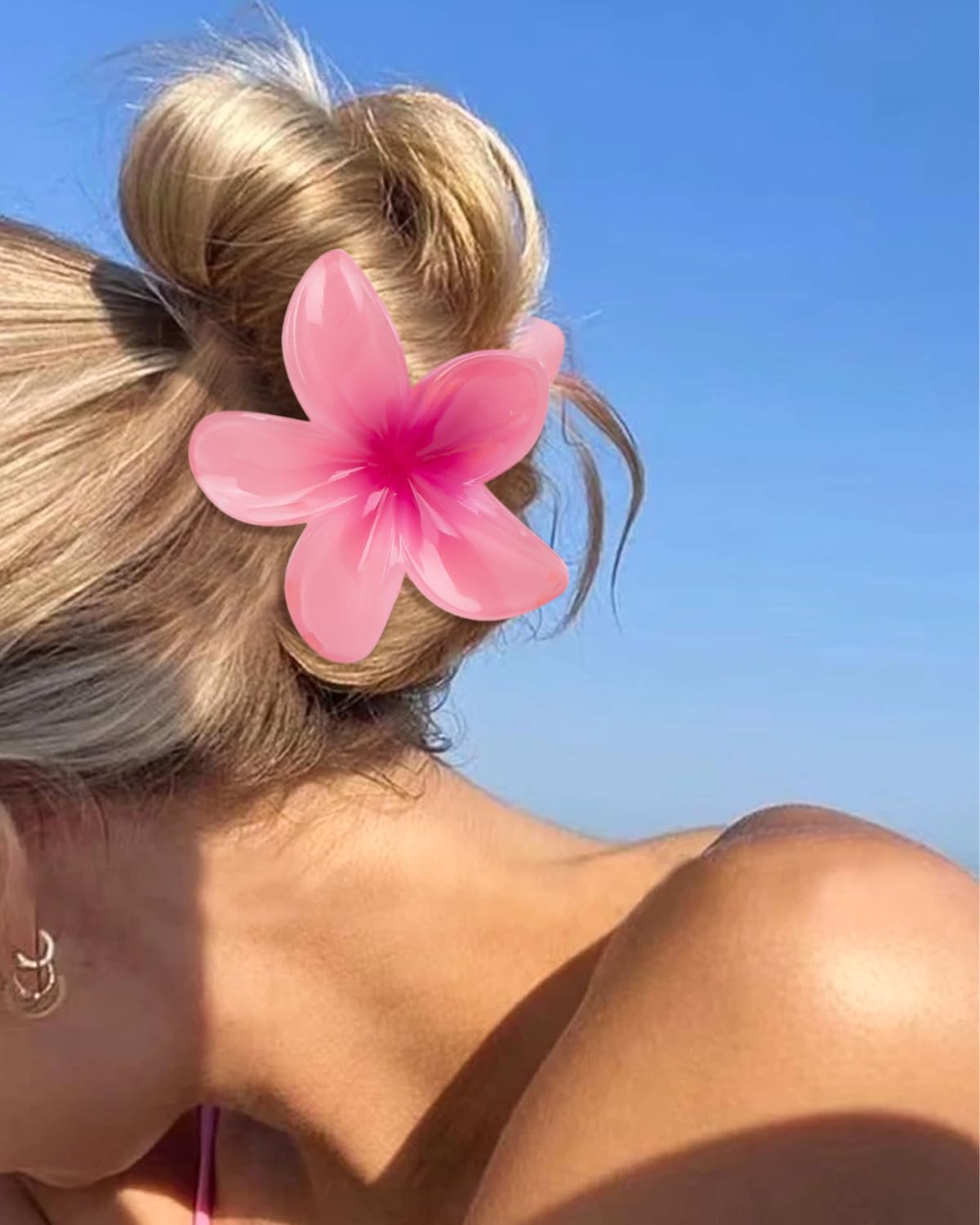 Kivzex Hawaiian Flower Hair Claw in yellow brightens sunny day hairstyles