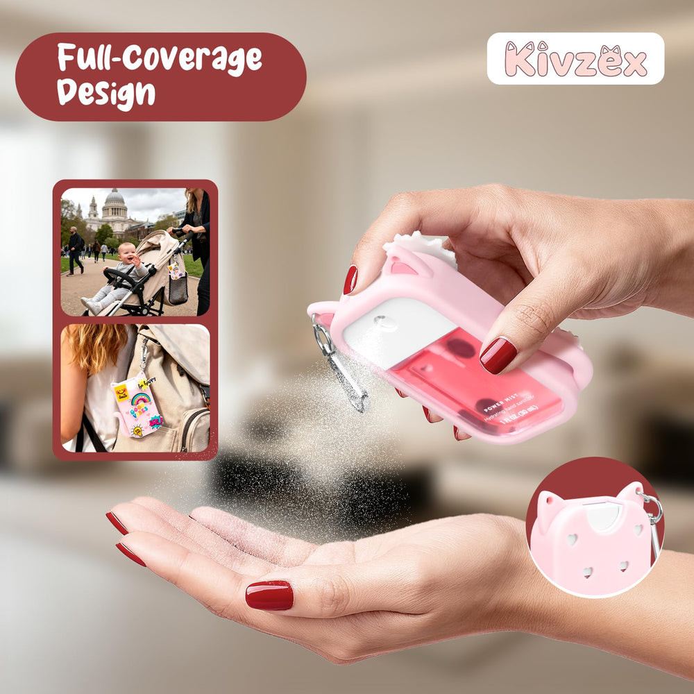 Kivzex keyring attachment enables quick clipping to bag or keys.