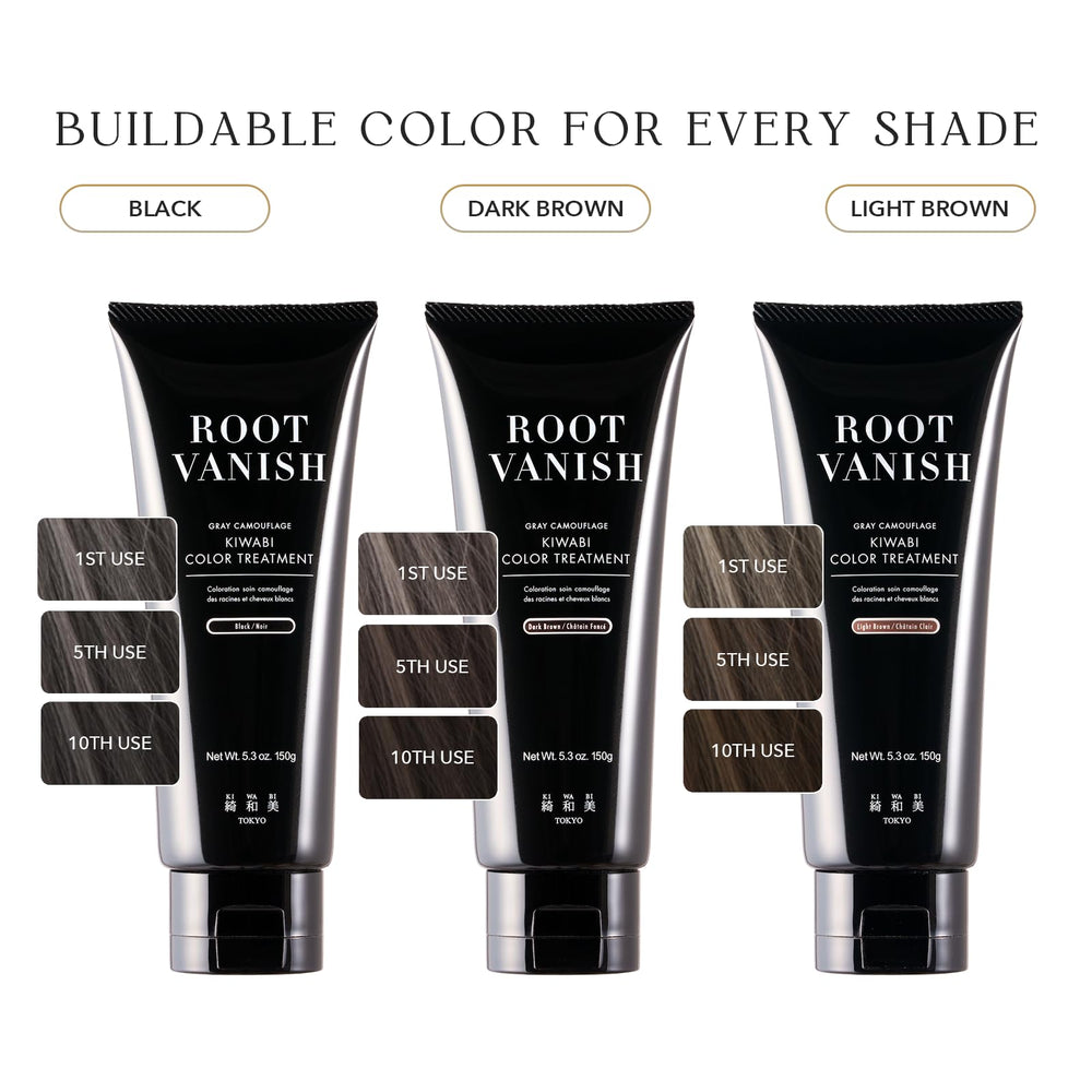 KIWABI color-treatment 2-3 weeks color preview suggests gradual, long-lasting tone.