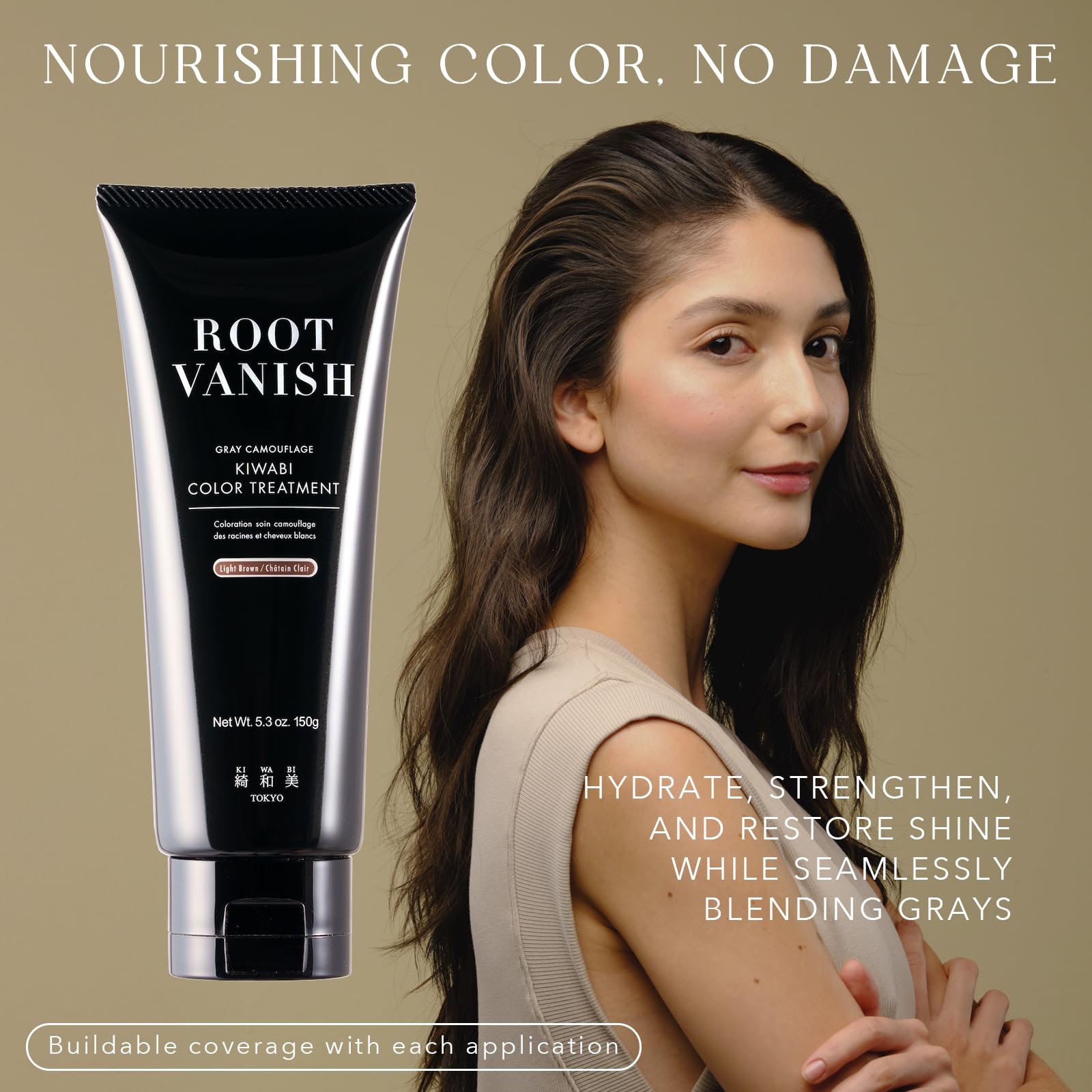 KIWABI color-treatment cream application shows easy, non-drip formula for mess-free use.