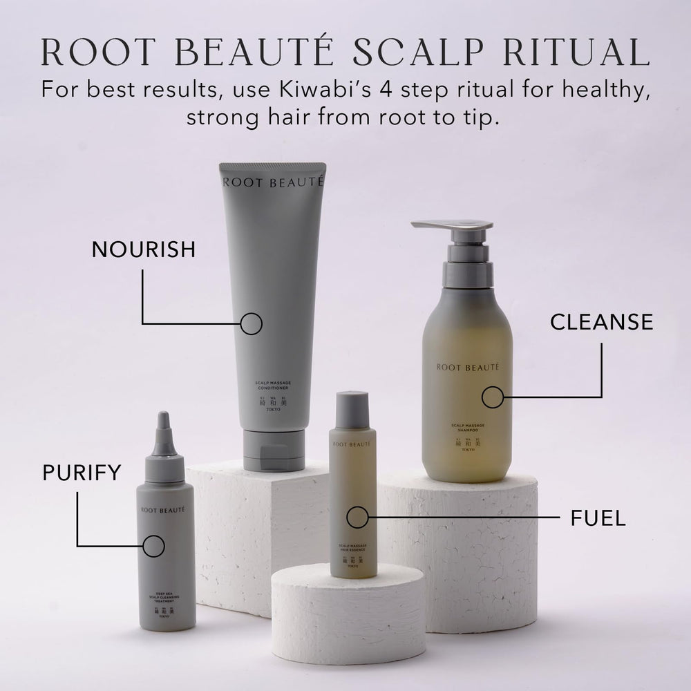 KIWABI Root Beauté thicker-hair visual suggests healthier strands.