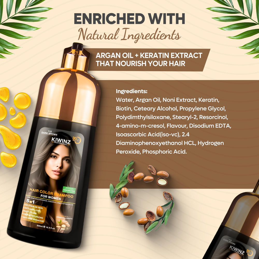 Kiwinz Professional color result appears as deep dark brown with fade resistance