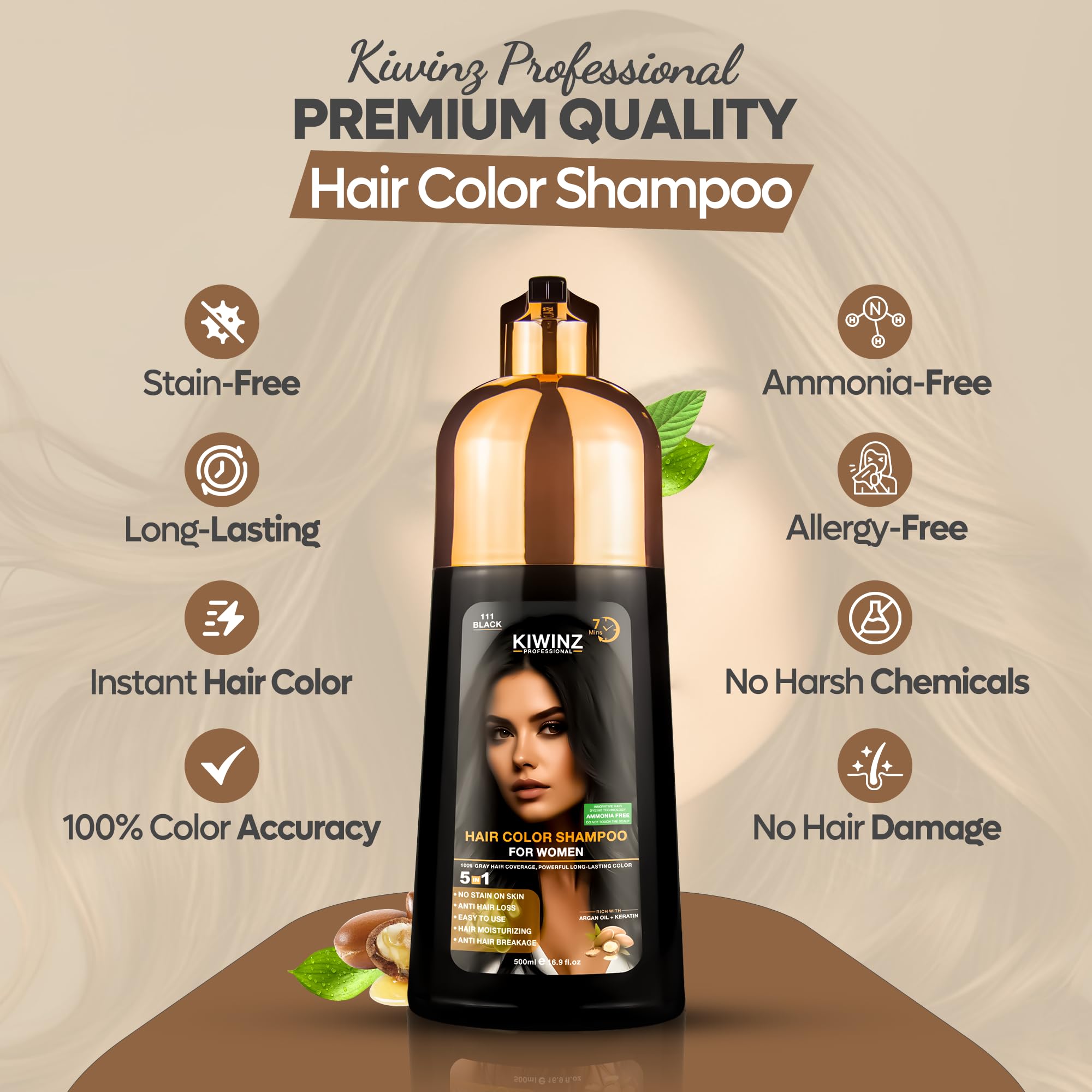 Kiwinz Professional Hair Color Shampoo pump-dispense enables quick color application.
