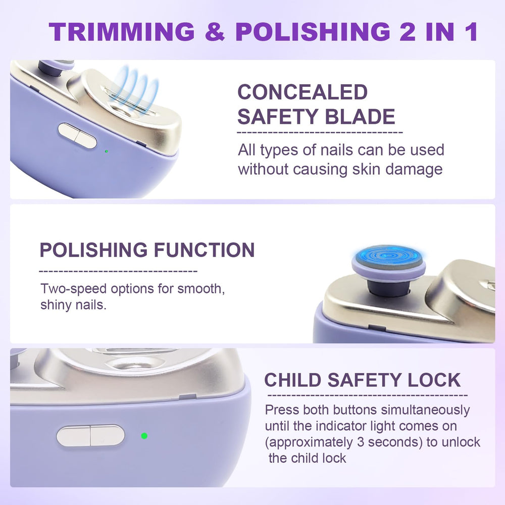 Kiwtreby 2in1 trimming polishing closeup shows easy nail care