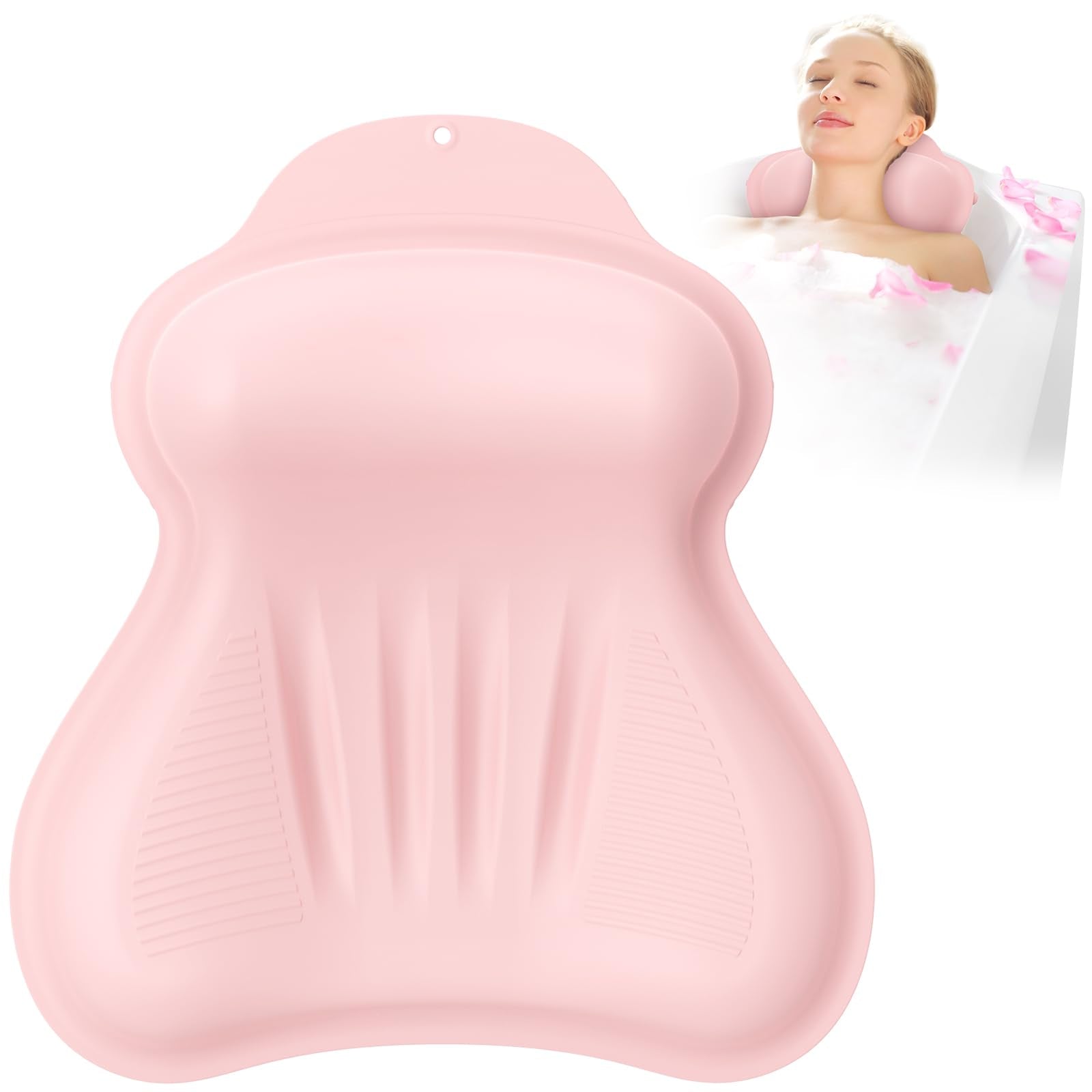 Kixcvdm silicone bath pillow with 4D airbag for personalized neck support in tub