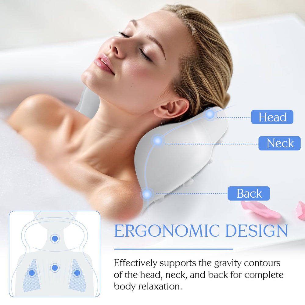 kixcvdm silicone bath pillow anti-slip suction cups secured on tub surface