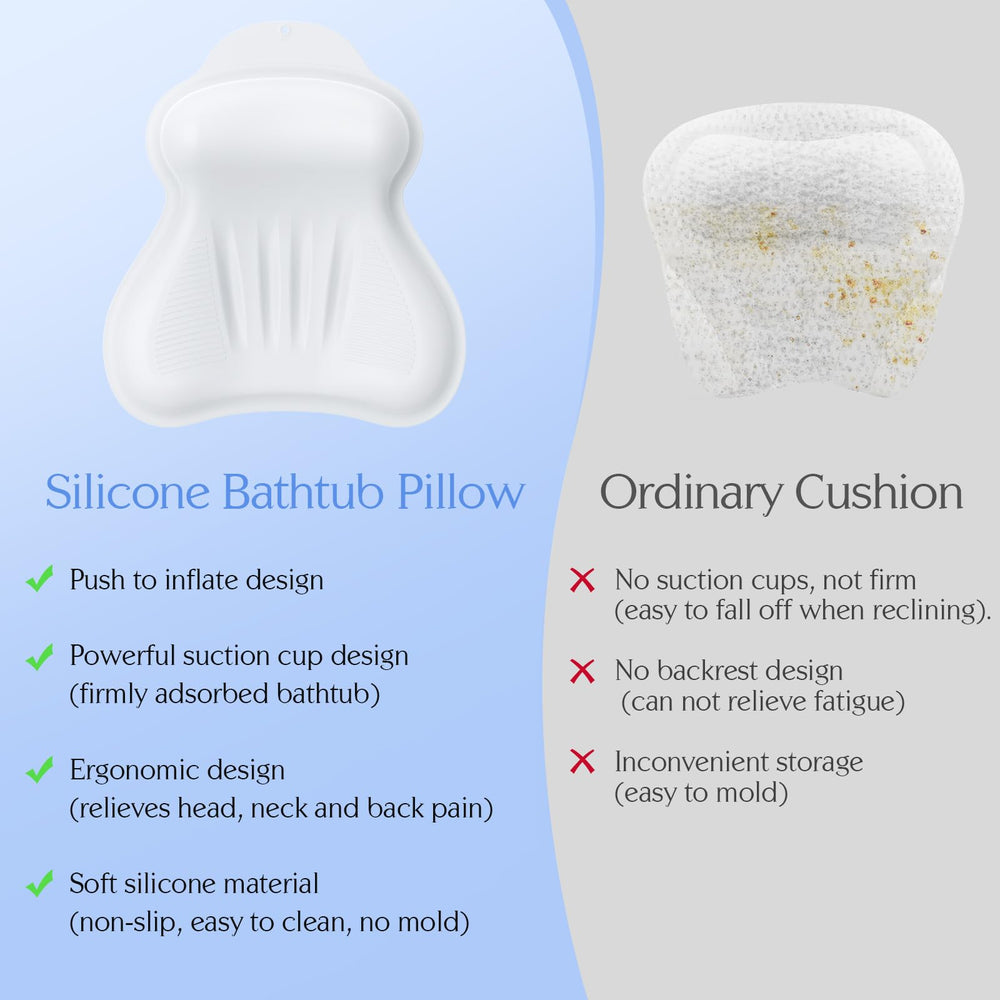 kixcvdm silicone bath pillow easy-clean design with hanging holes for drying
