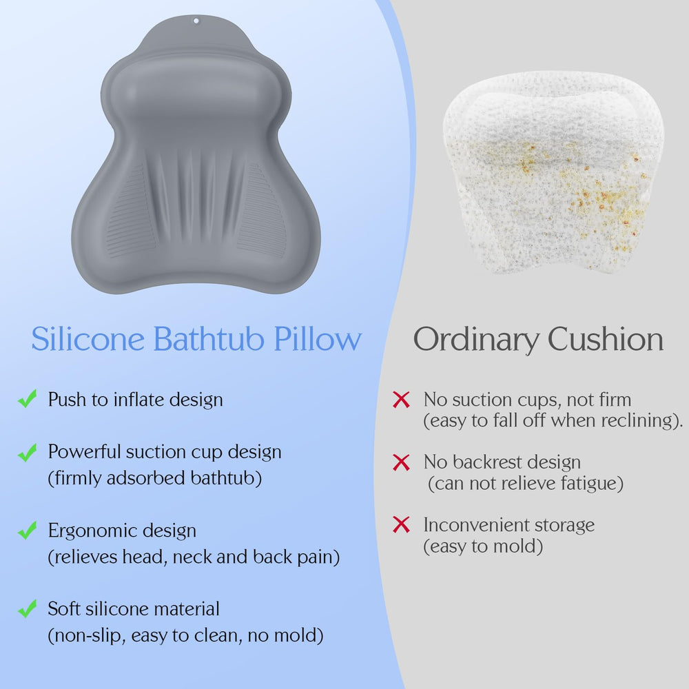 kixcvdm silicone bath pillow easy-clean hanging helps quick drying after use