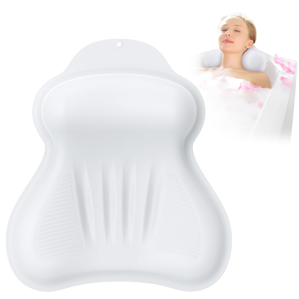 kixcvdm silicone bath pillow front view showing plush head and neck support