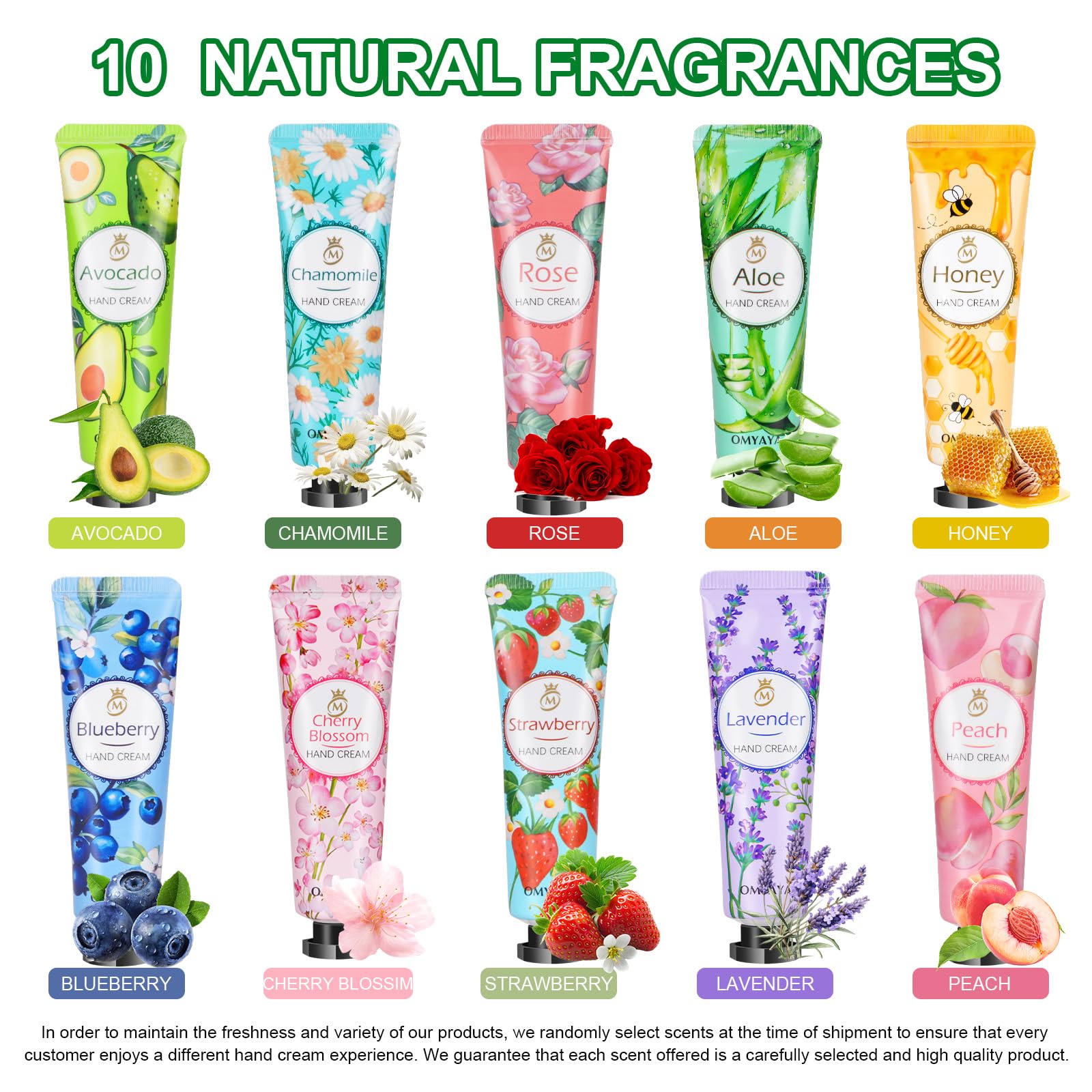 KIYTARBOO 80-pack hand cream varieties on display, showing diverse scents for different moods.