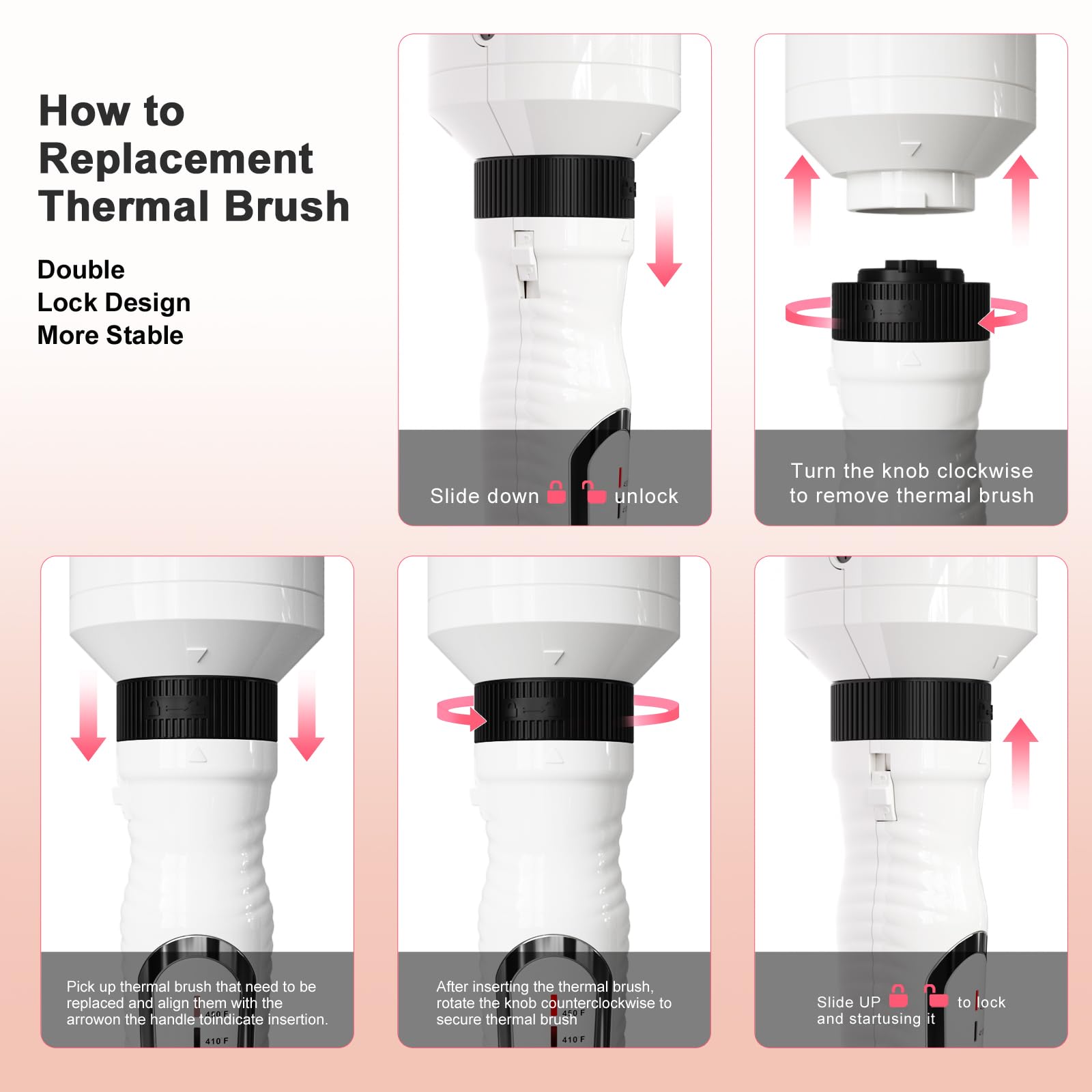 K&K 3-in-1 thermal brush set dual voltage for worldwide travel