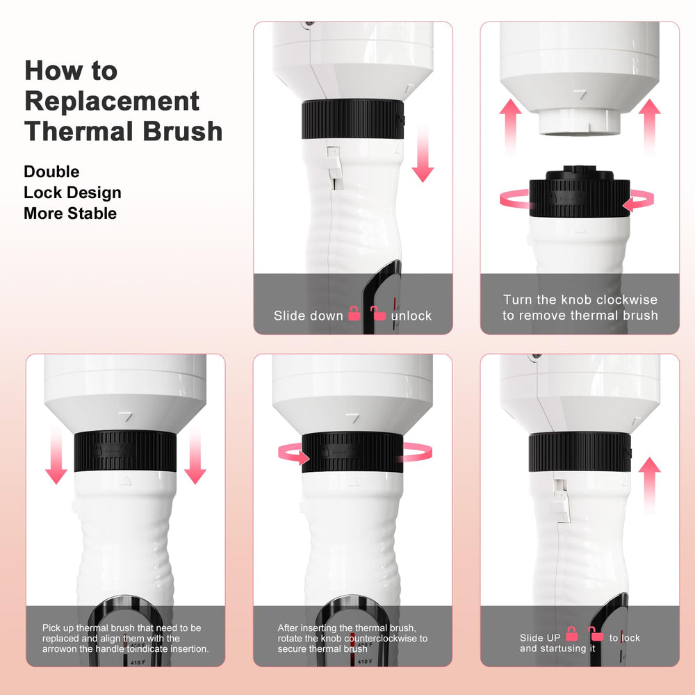 K&K 3-in-1 thermal brush set dual voltage for worldwide travel