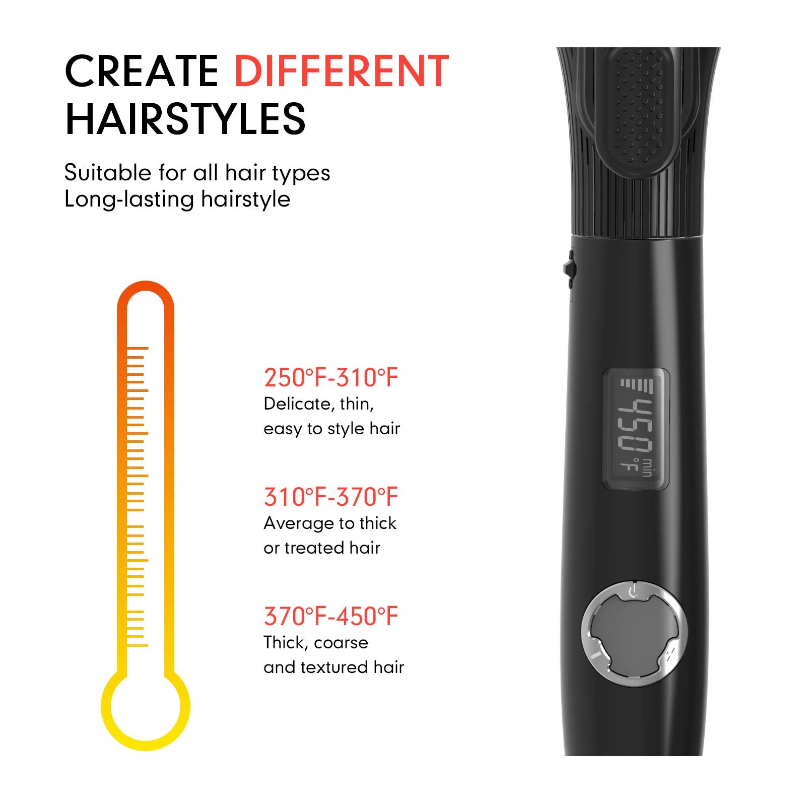 K&K curling iron delivers silky shine finish with consistent heat.
