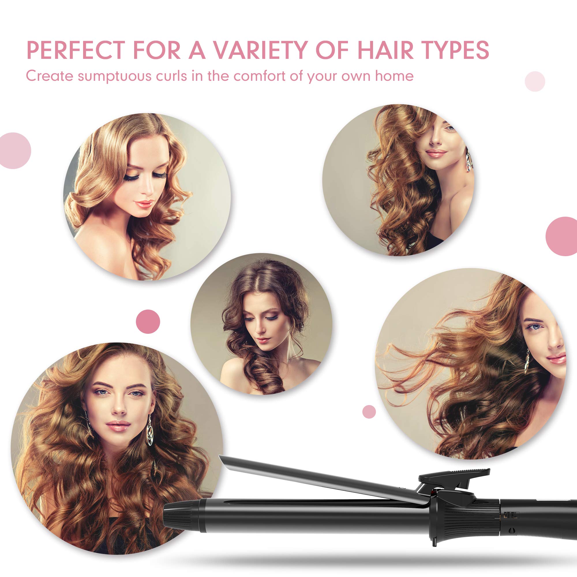 K&K curling iron 360° swivel cord for easy maneuverability.