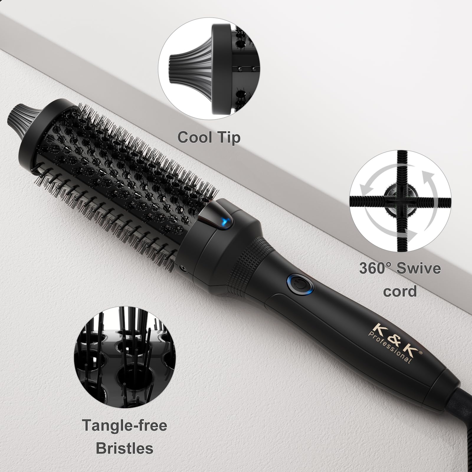 kk rose-gold titanium barrel system with three sizes for versatile curls