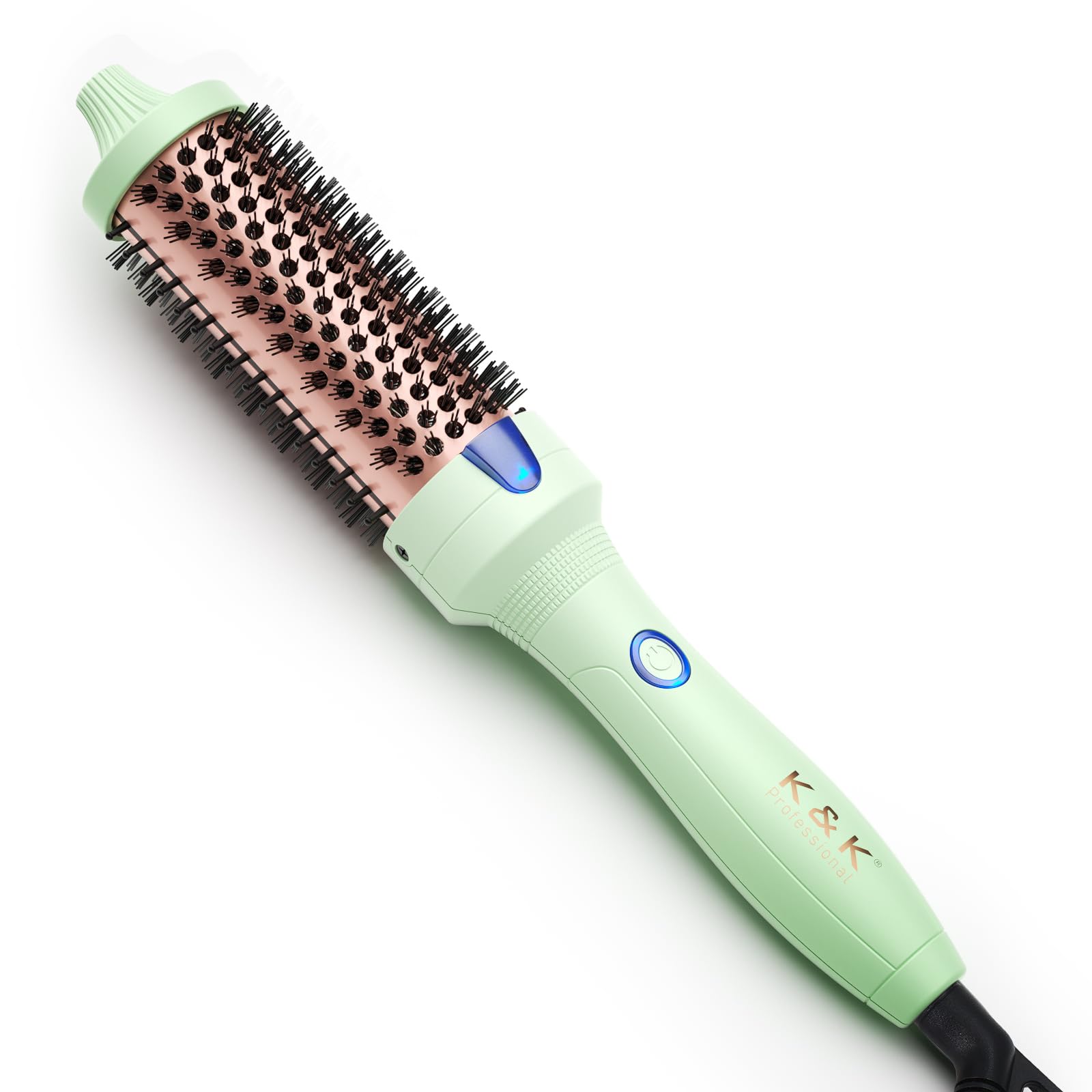 KK Thermal Brush ceramic barrel captures even heat for smooth, voluminous waves.